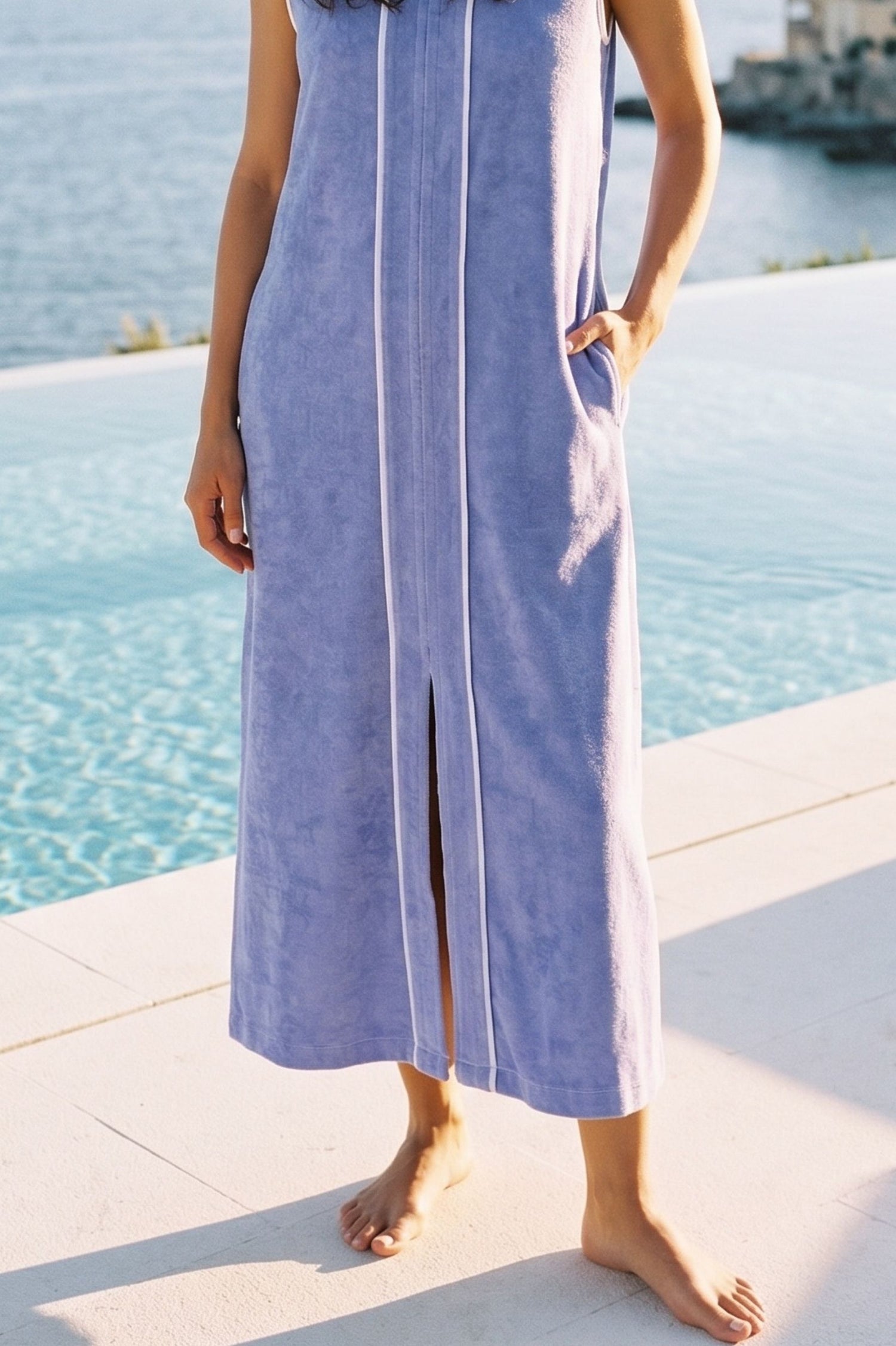 Luxury purple cotton towel bathrobe by Bocan Couture