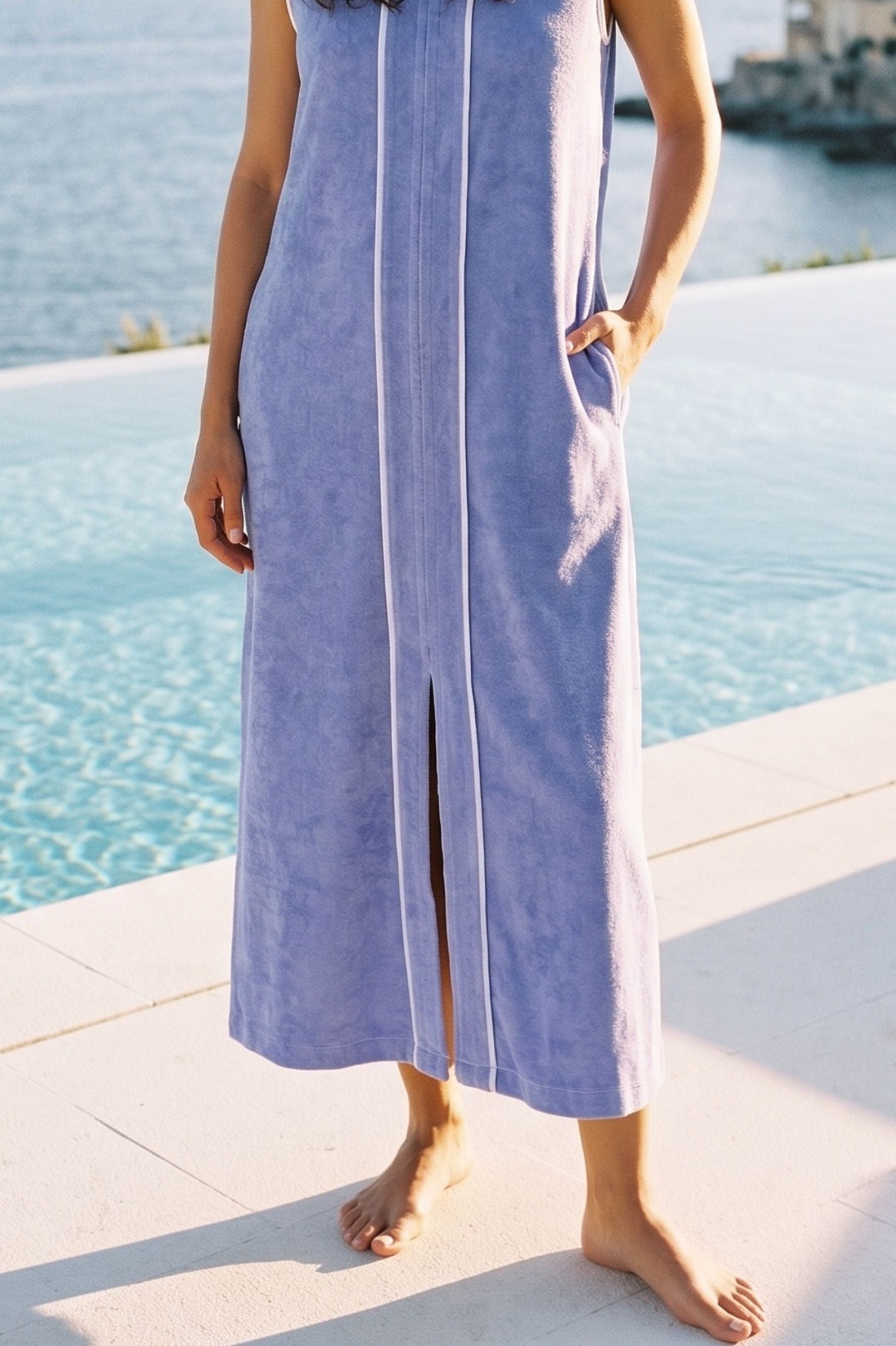 Luxury purple cotton towel bathrobe by Bocan Couture