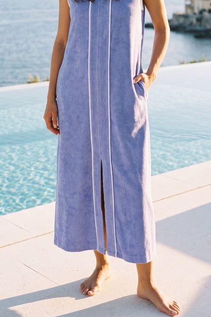 Luxury purple cotton towel bathrobe by Bocan Couture
