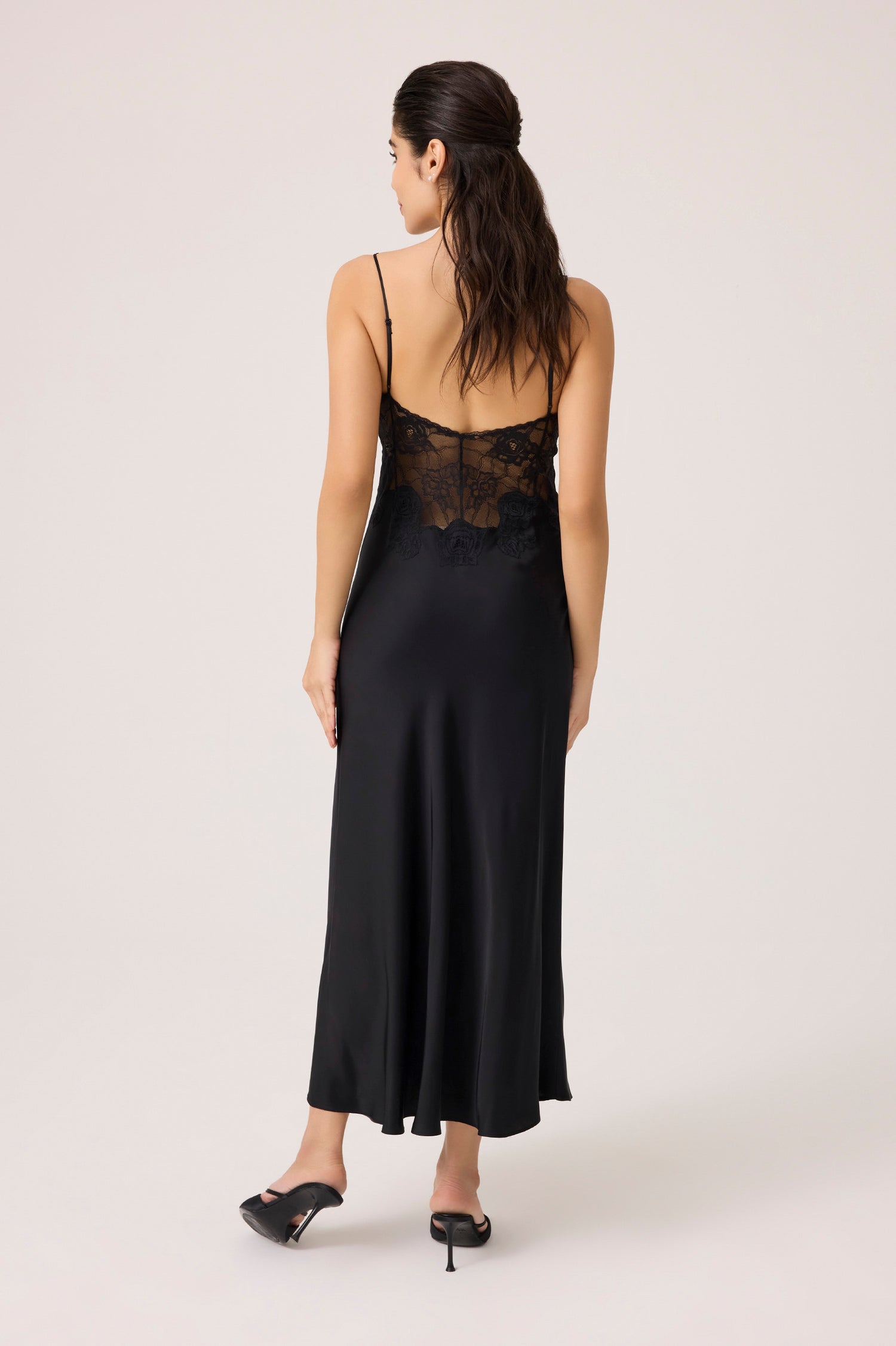 Mila Silky Rayon Nightgown Black, XL-XXL