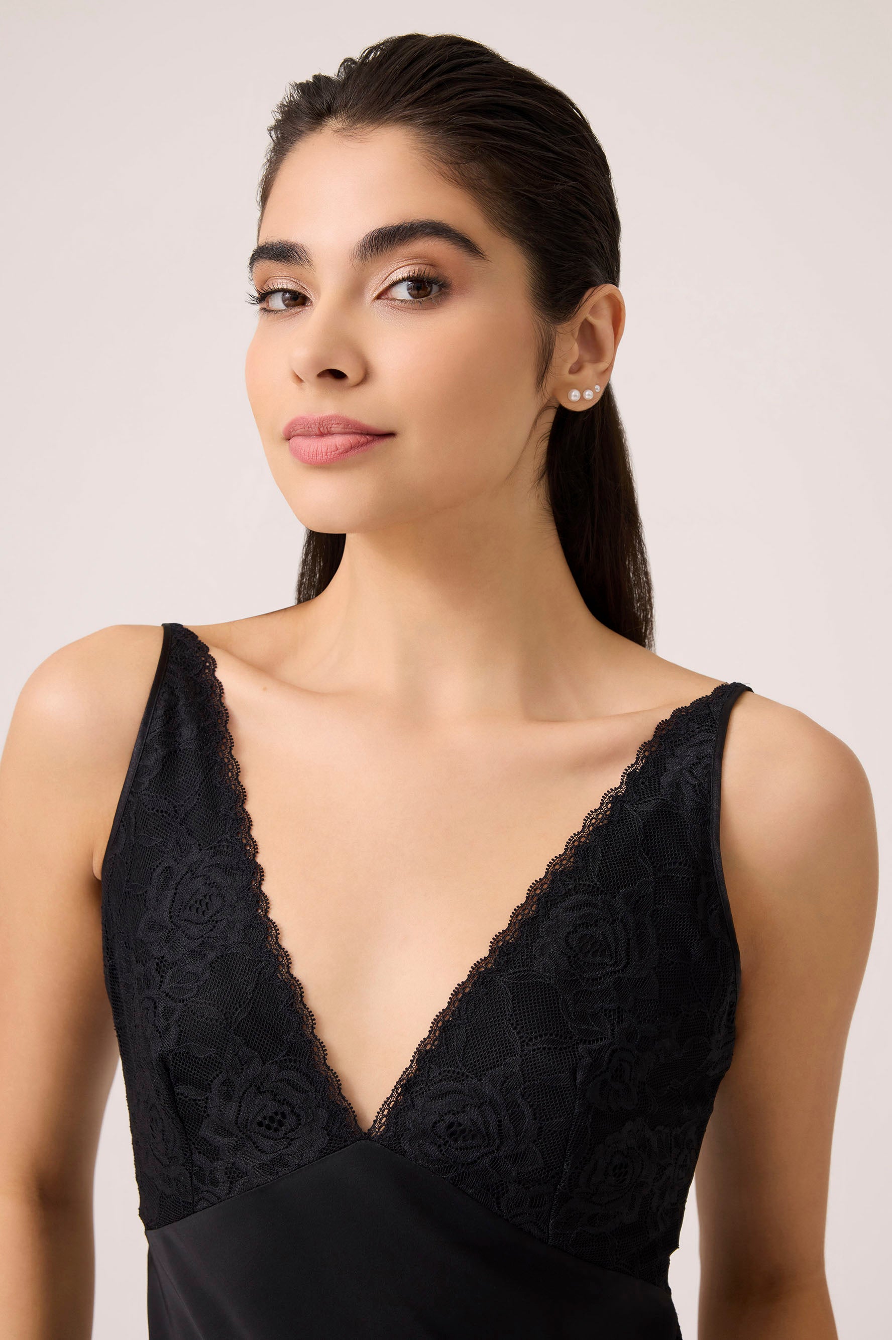 Mila Silky Chiffon Robe Set Black