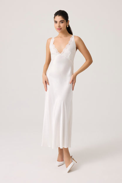 Mila Silky Rayon Nightgown Off White