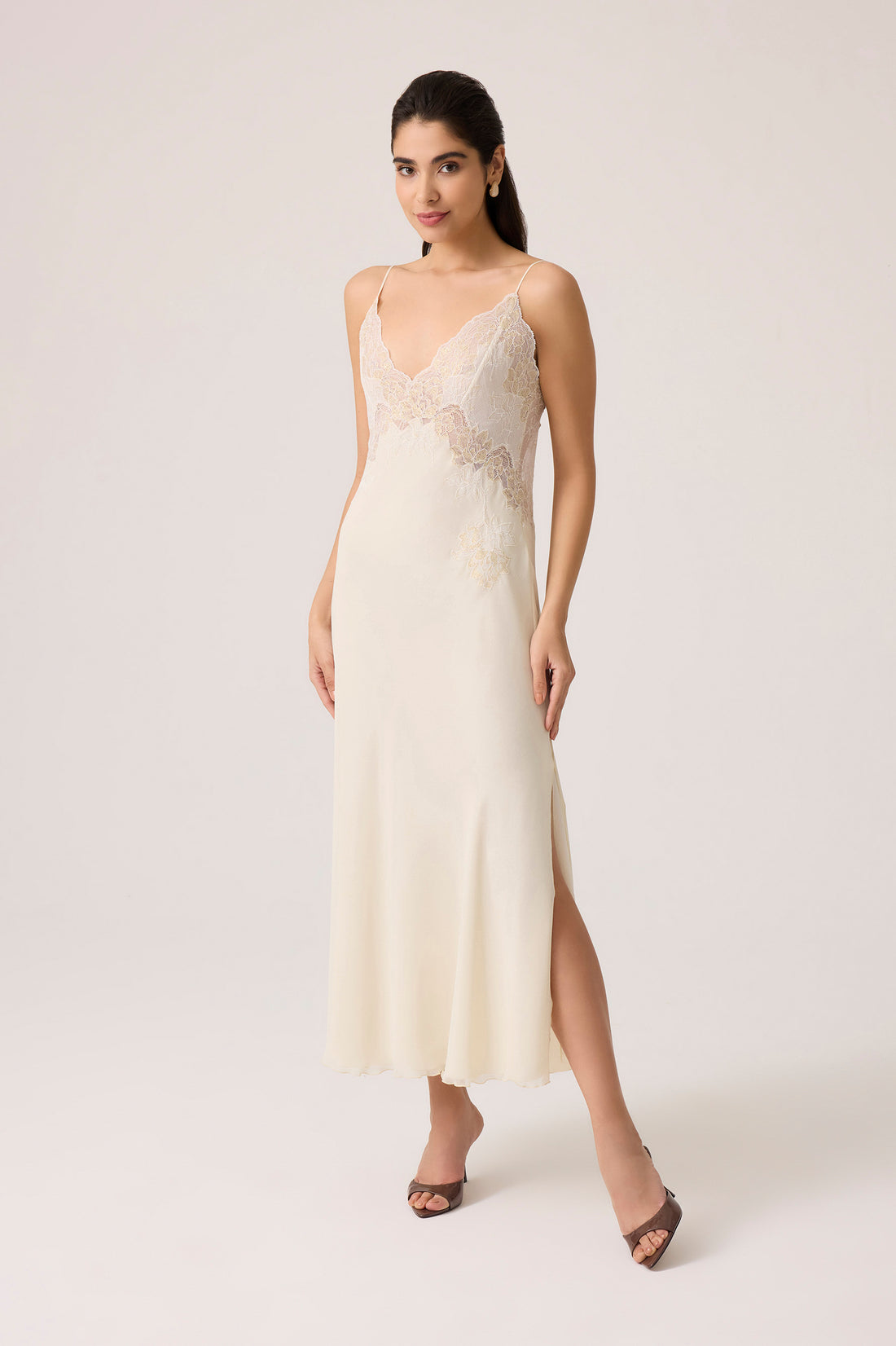 Malaika Silky Chiffon Nightgown Honey