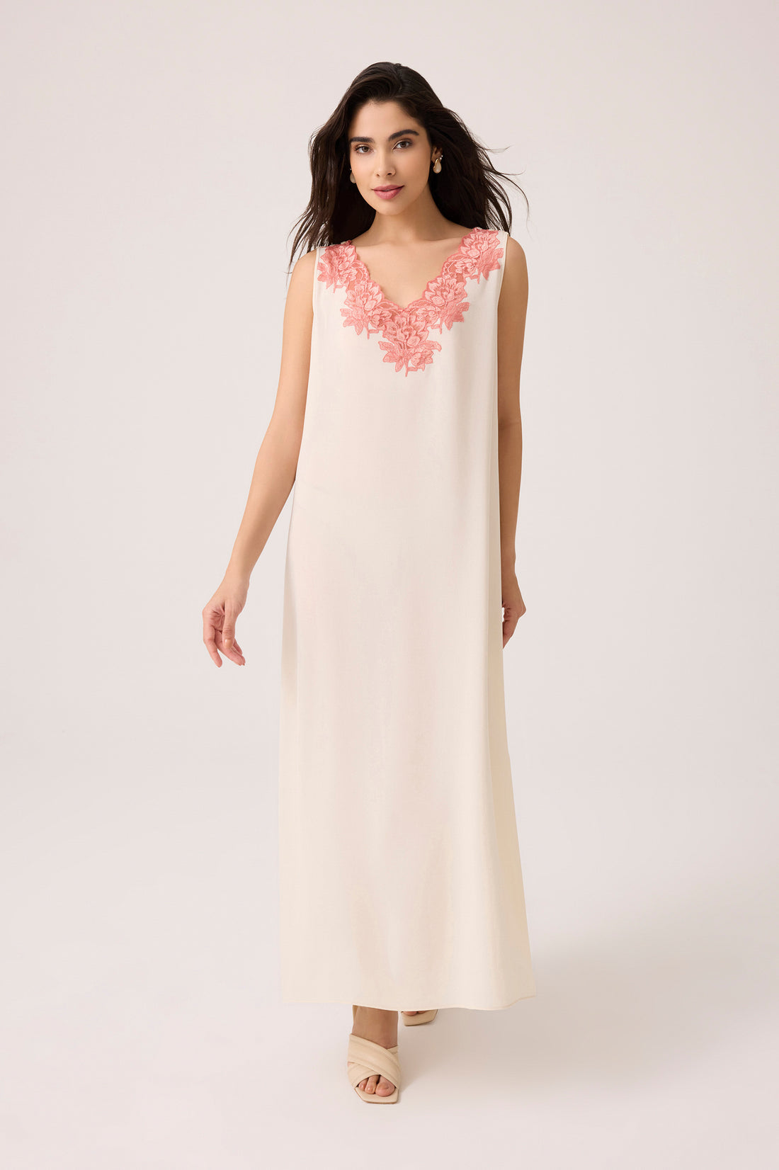 Coralia Silky Chiffon Nightgown Honey