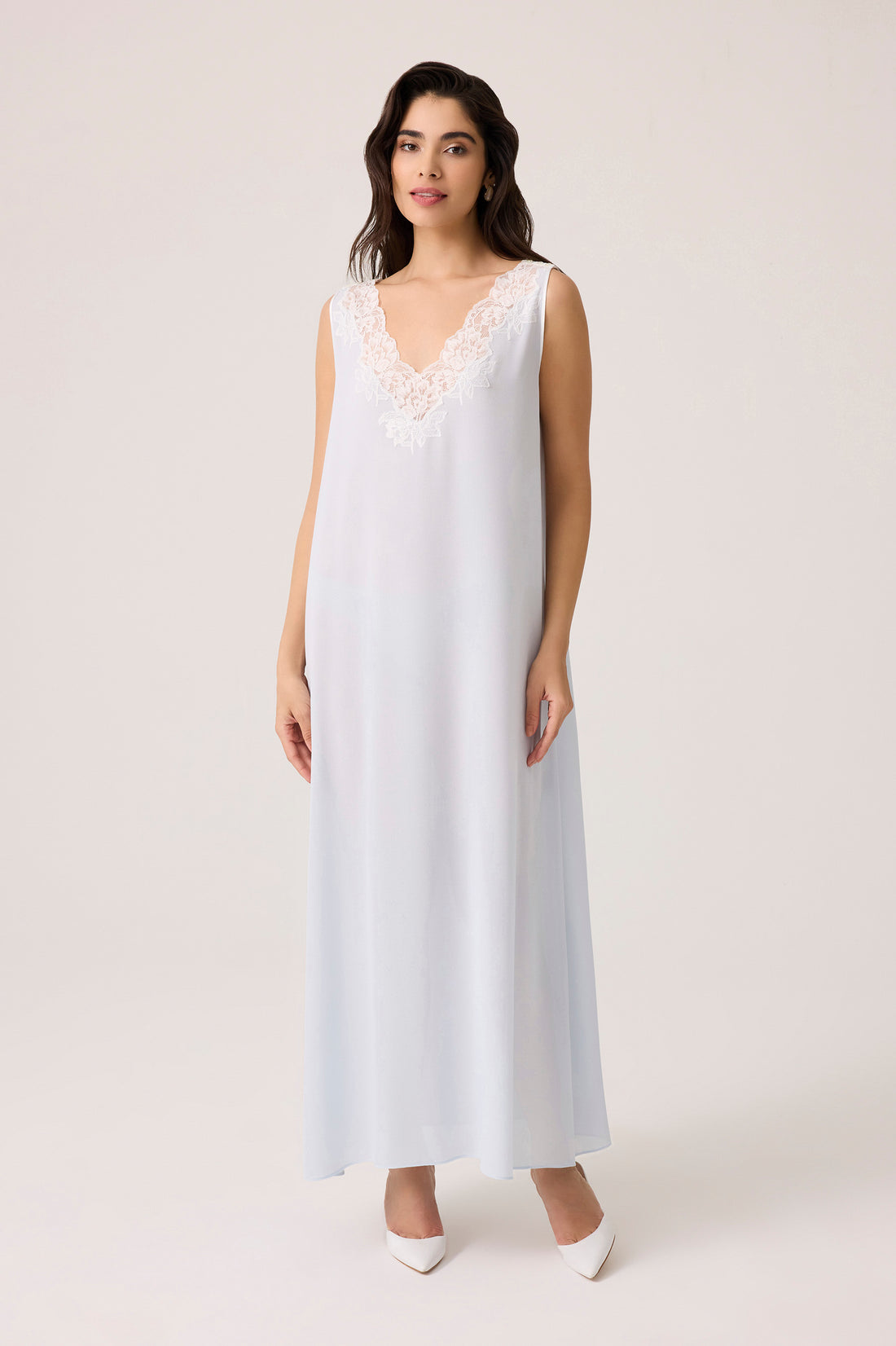 Irina Silky Chiffon Nightgown Baby Blue