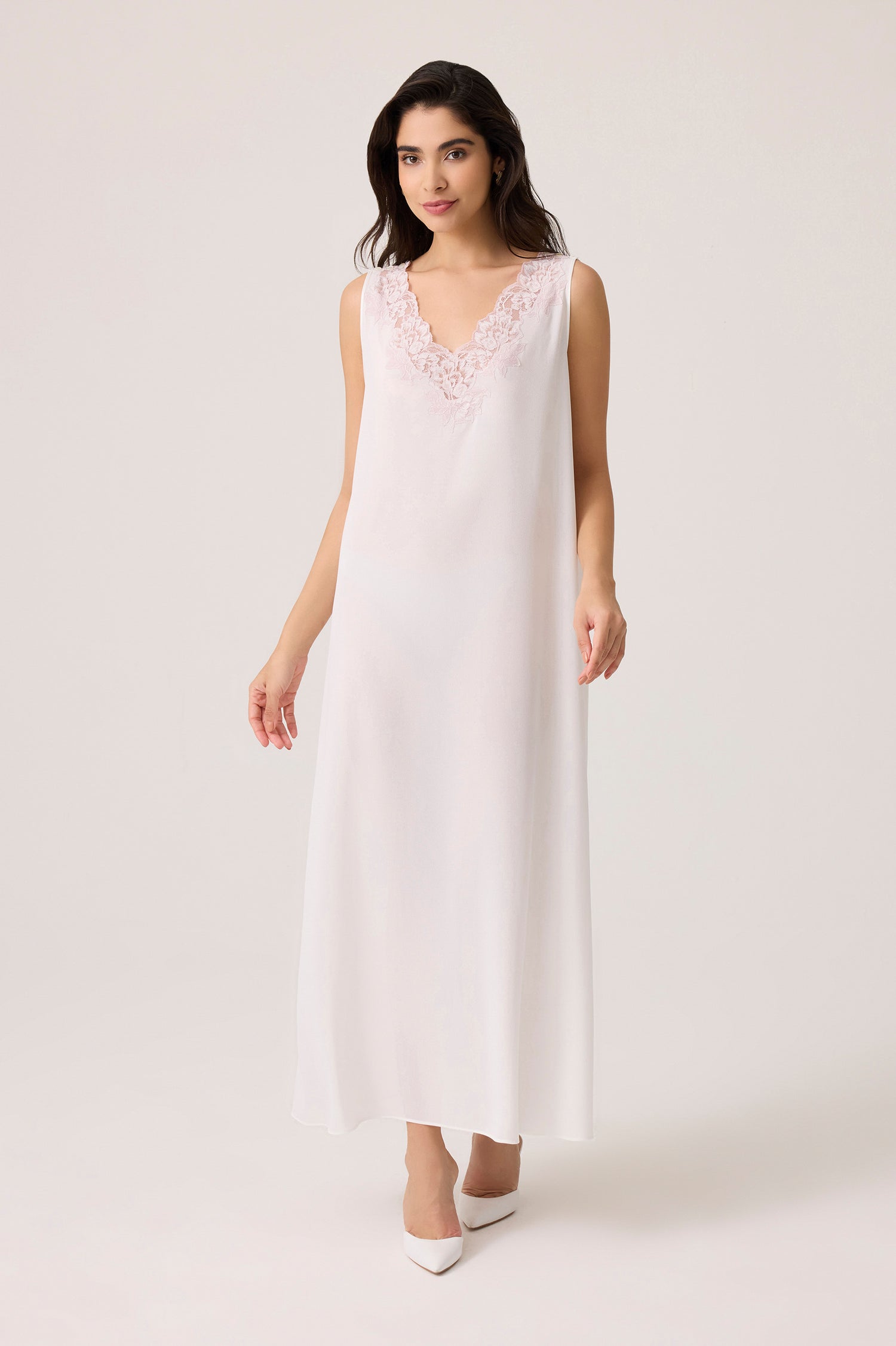 Sofia Silky Chiffon Nightgown Off White