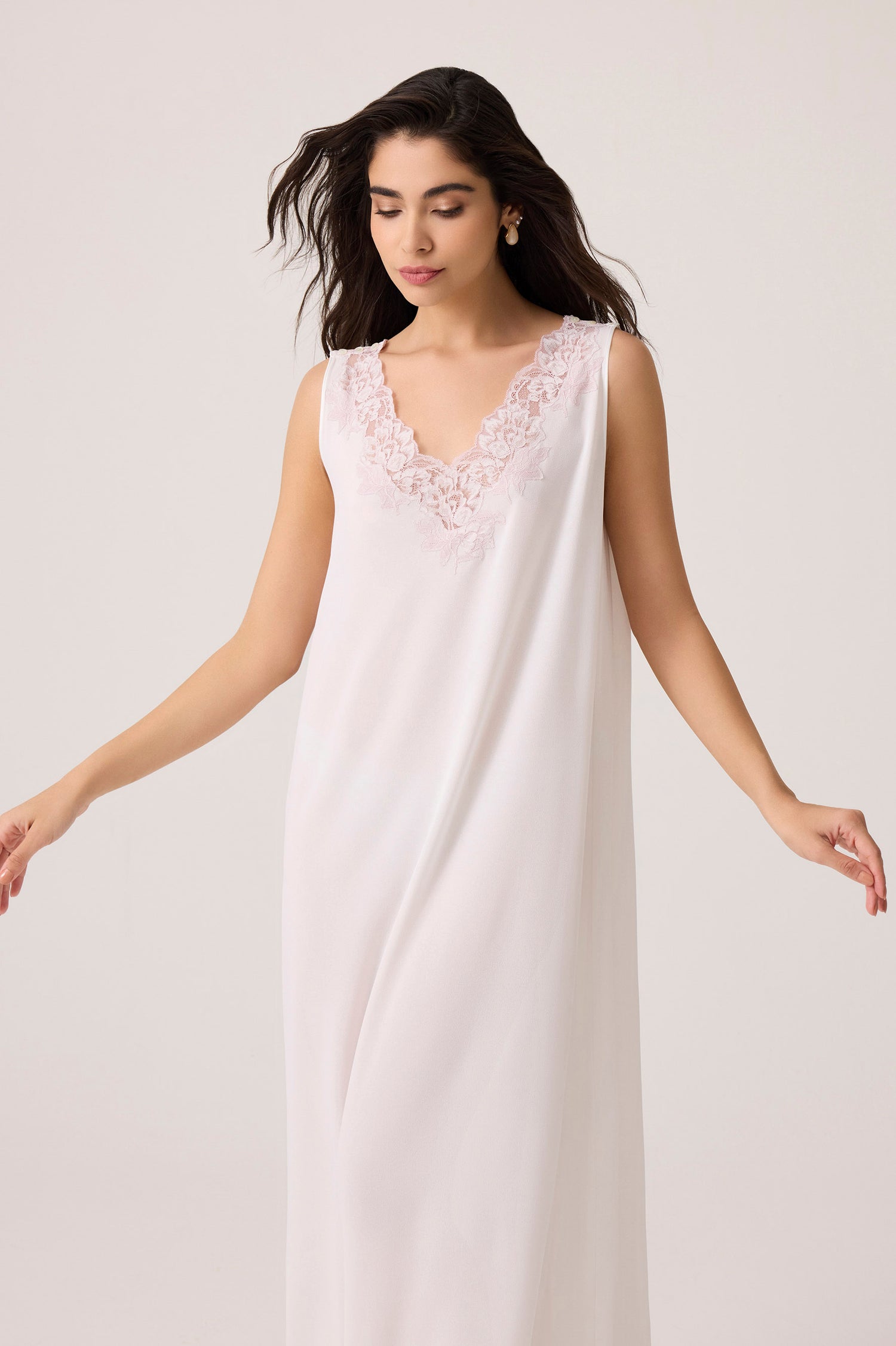 Sofia Silky Chiffon Nightgown Off White