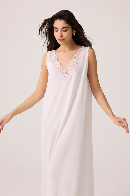 Sofia Silky Chiffon Nightgown Off White
