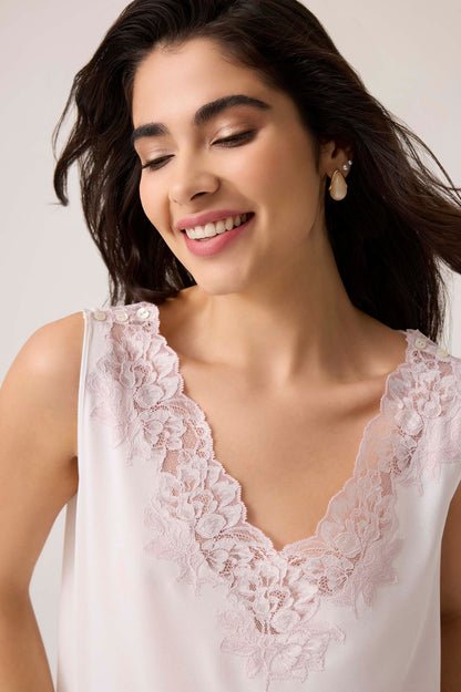 Sofia Silky Chiffon Nightgown Off White