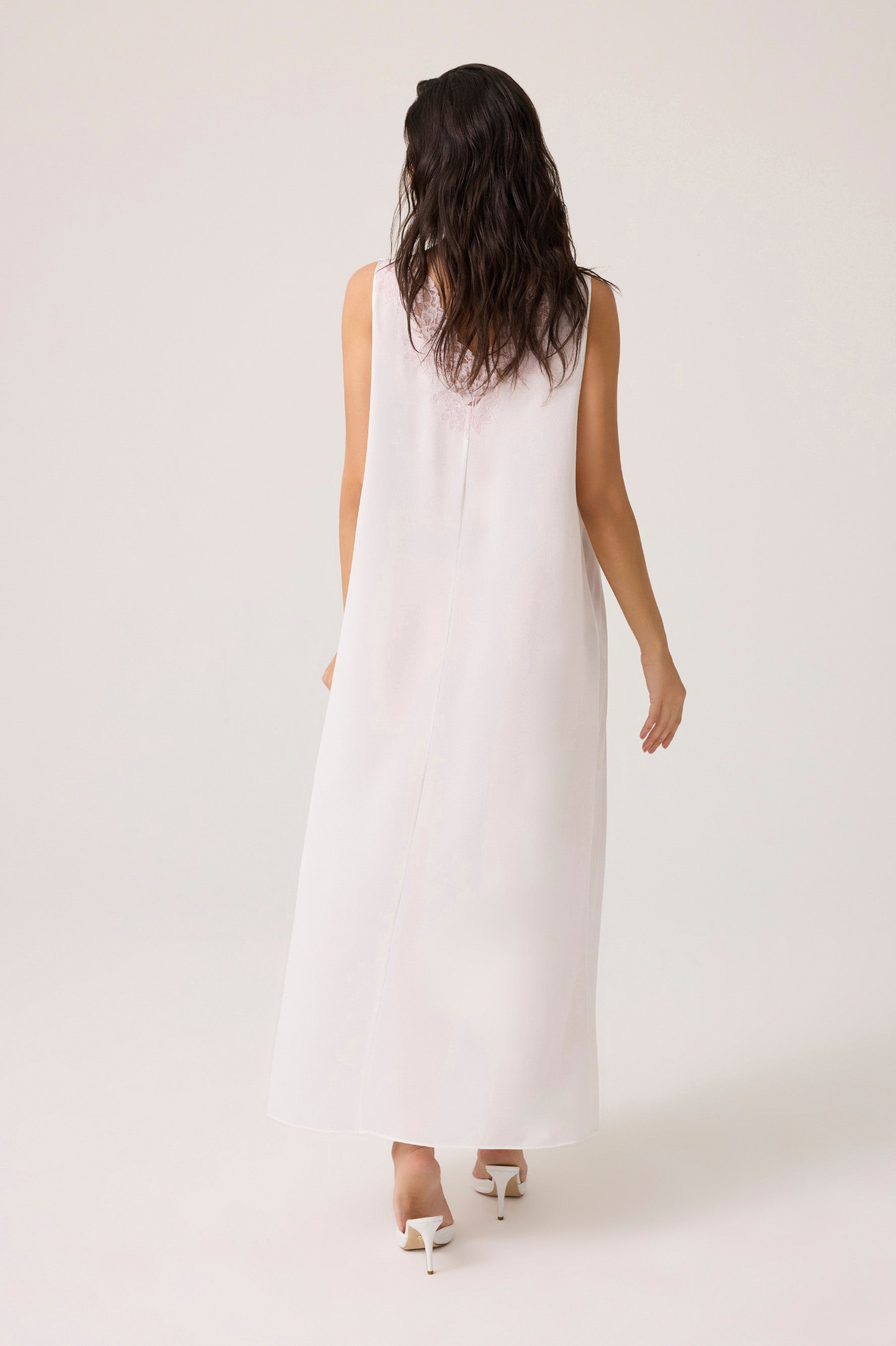 Sofia Silky Chiffon Nightgown Off White