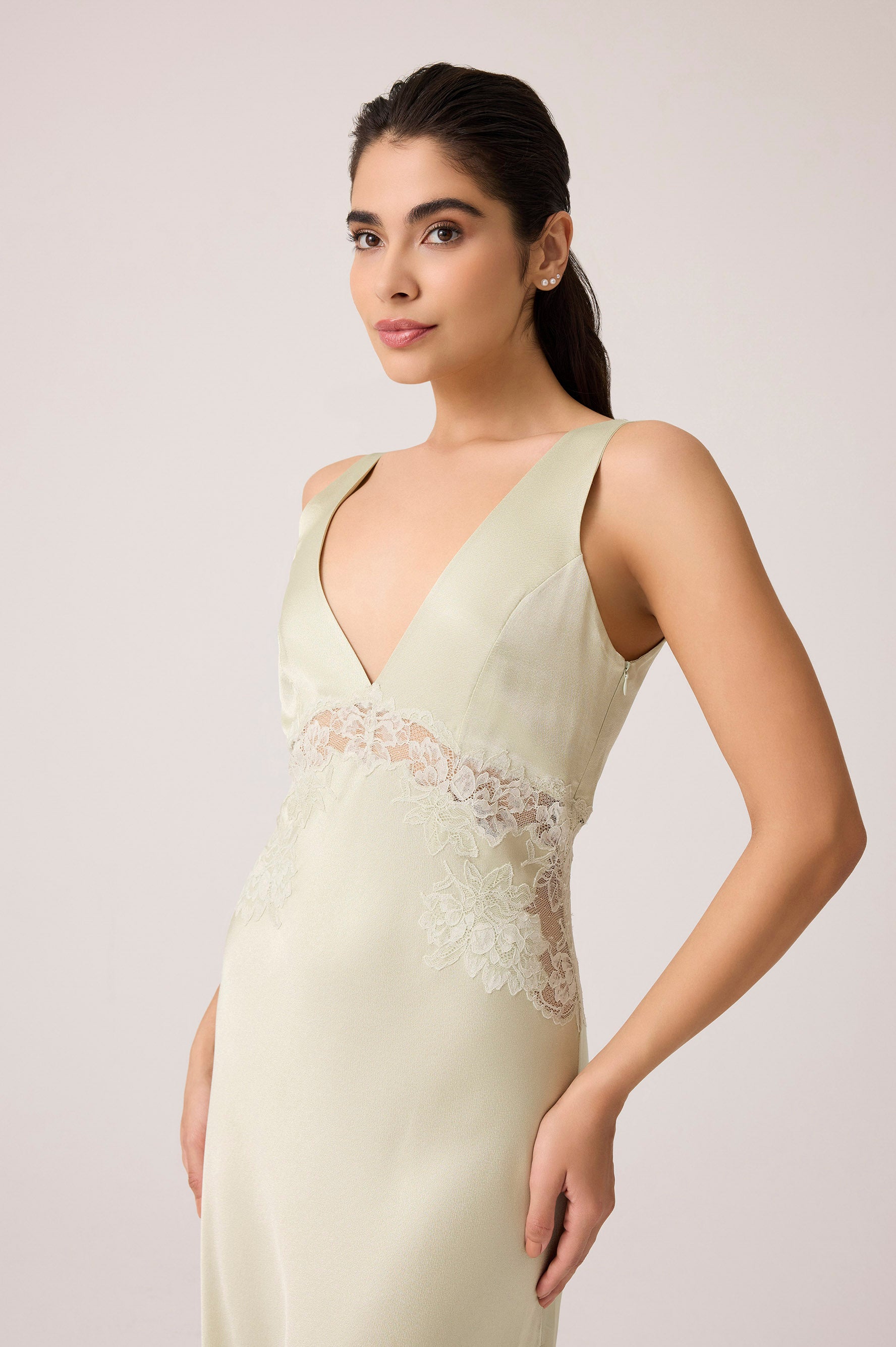 Beatrice Silky Rayon Nightgown Light Green