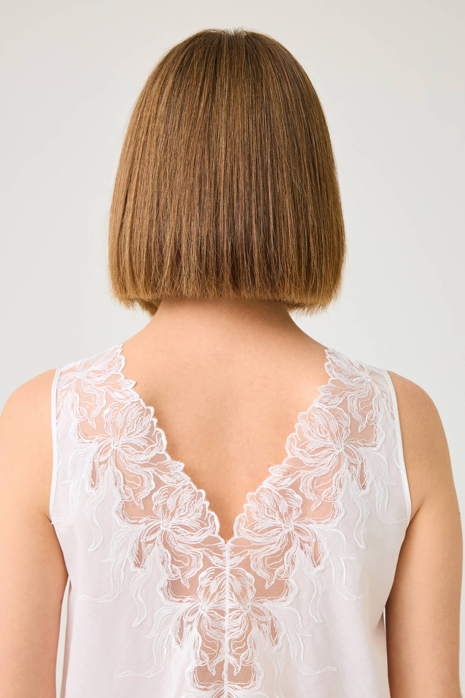 Liliane Long Cotton Voile Robe Set with Off White Lace on Off White