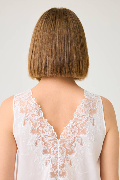 Liliane Long Cotton Voile Robe Set with Off White Lace on Off White