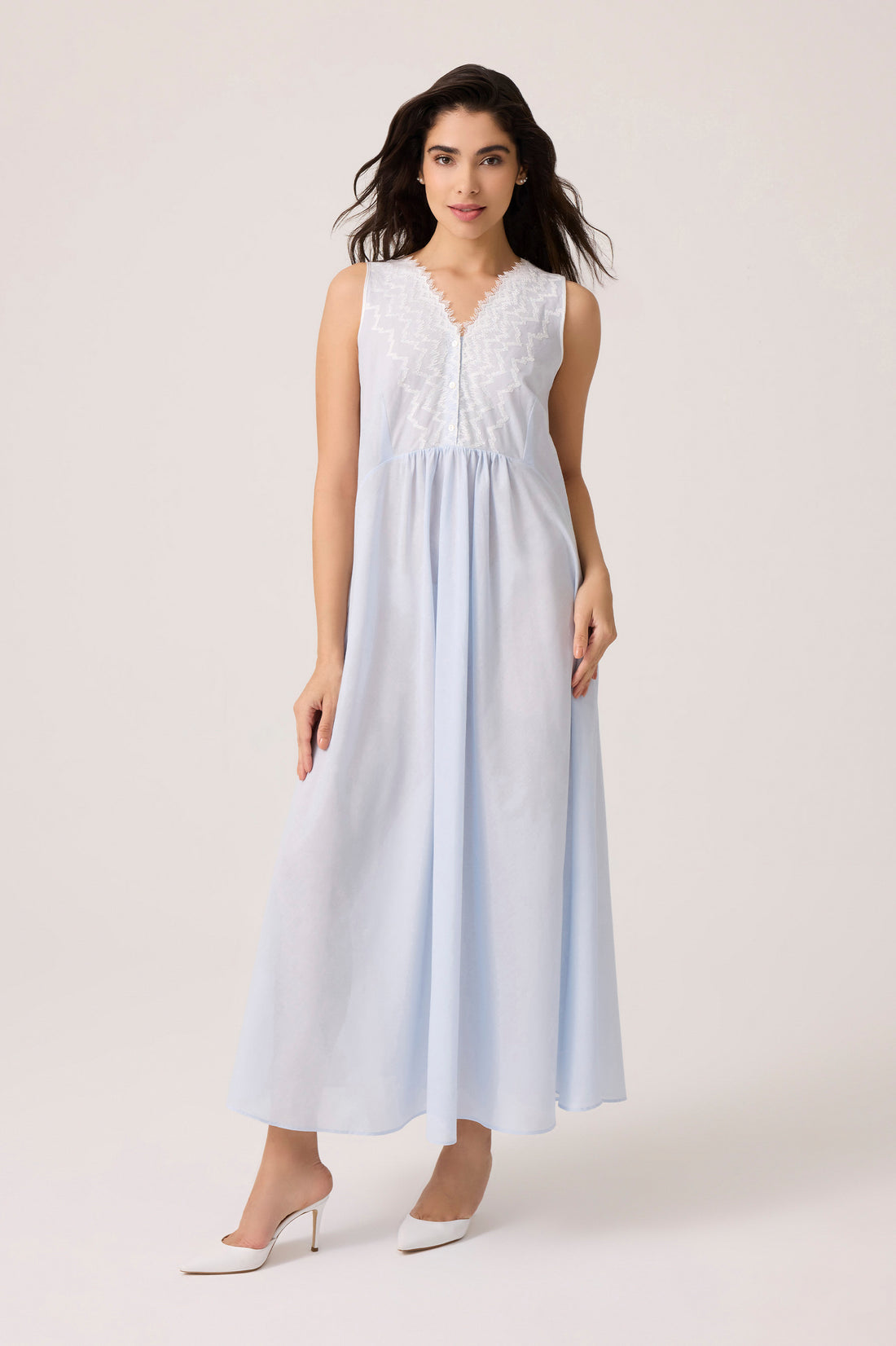 Yasmine Cotton Nightgown Baby Blue