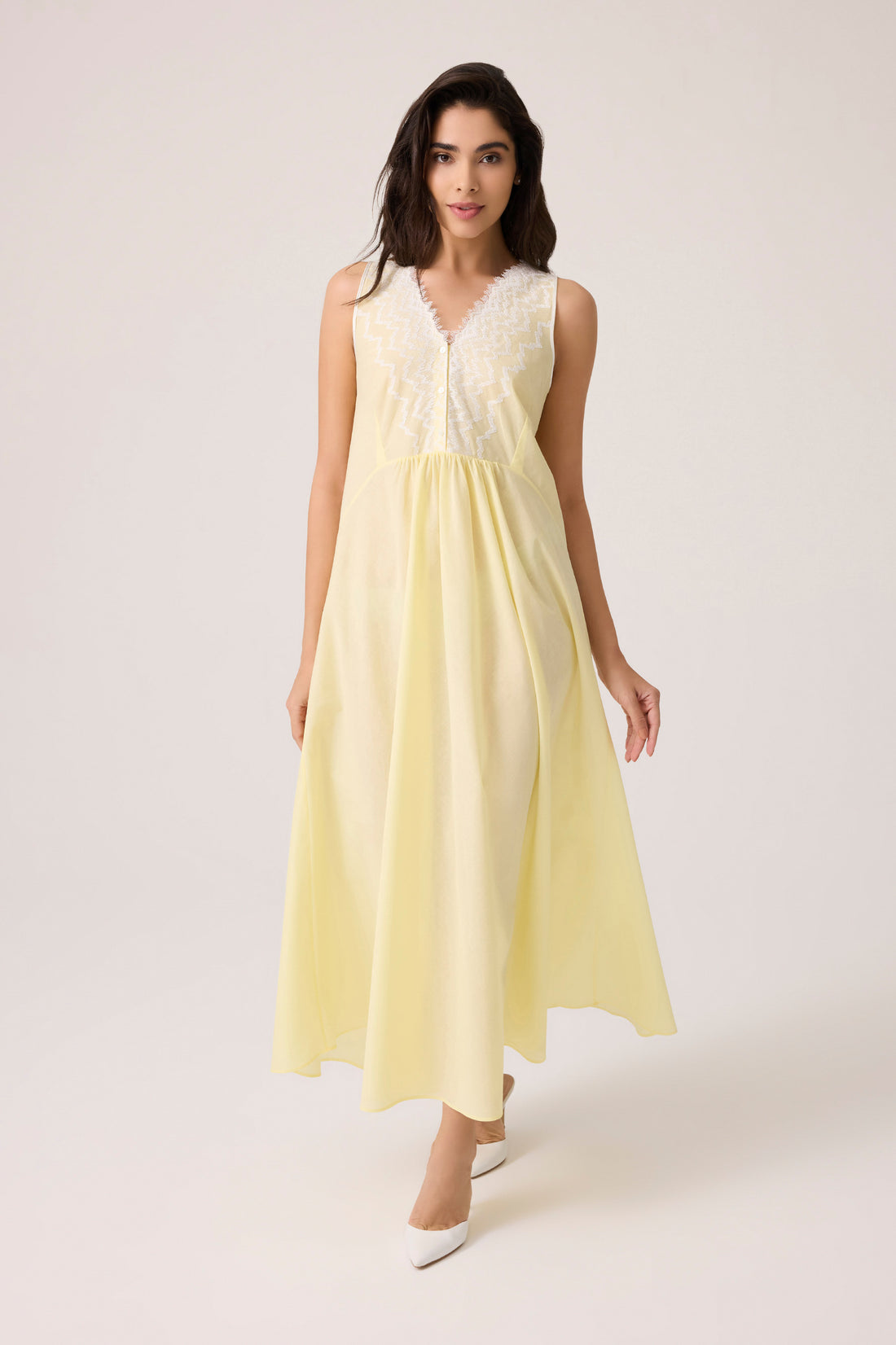 Yasmine Cotton Nightgown Light Yellow
