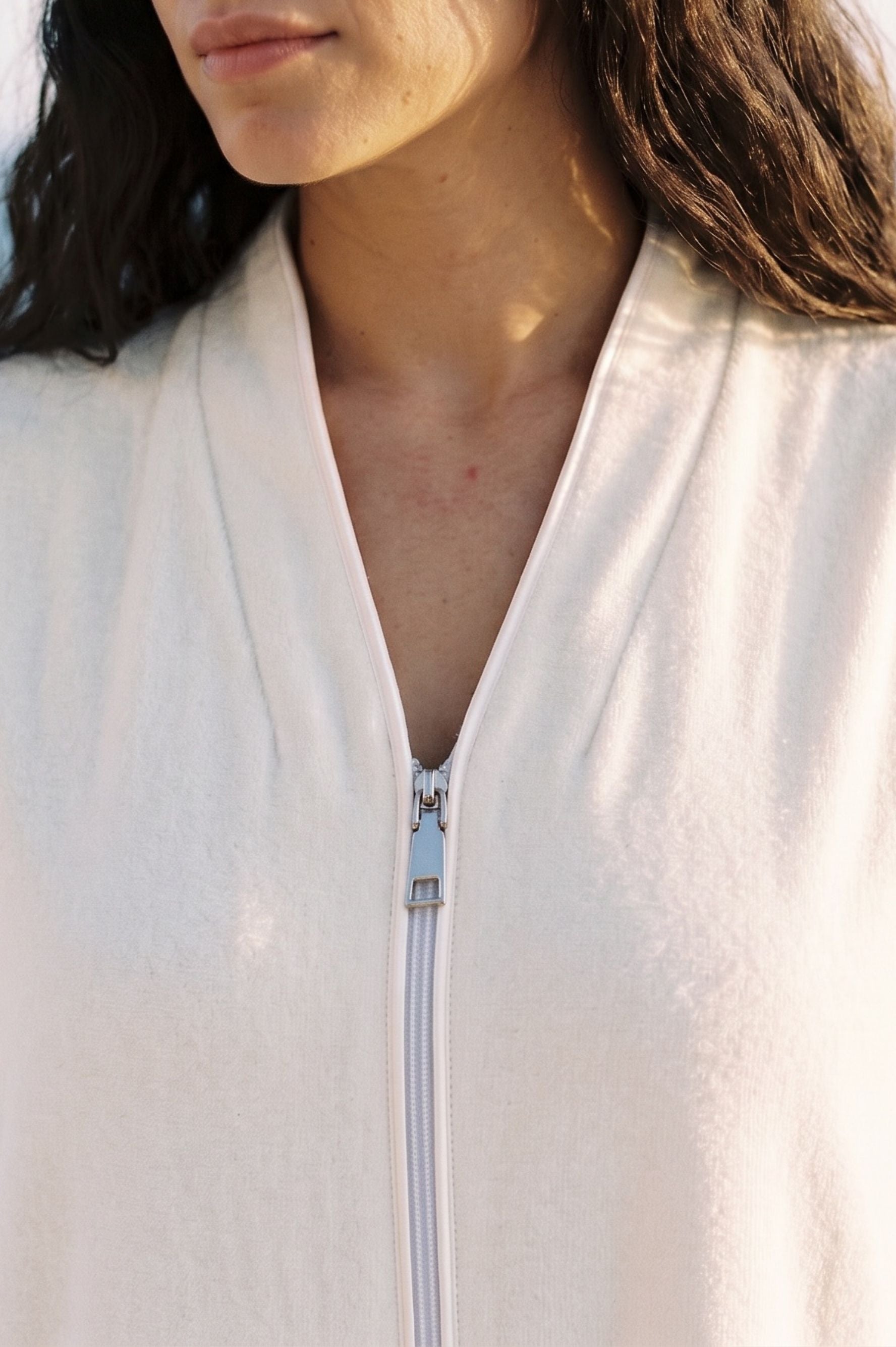 Luxury off white cotton towel bathrobe by Bocan Couture