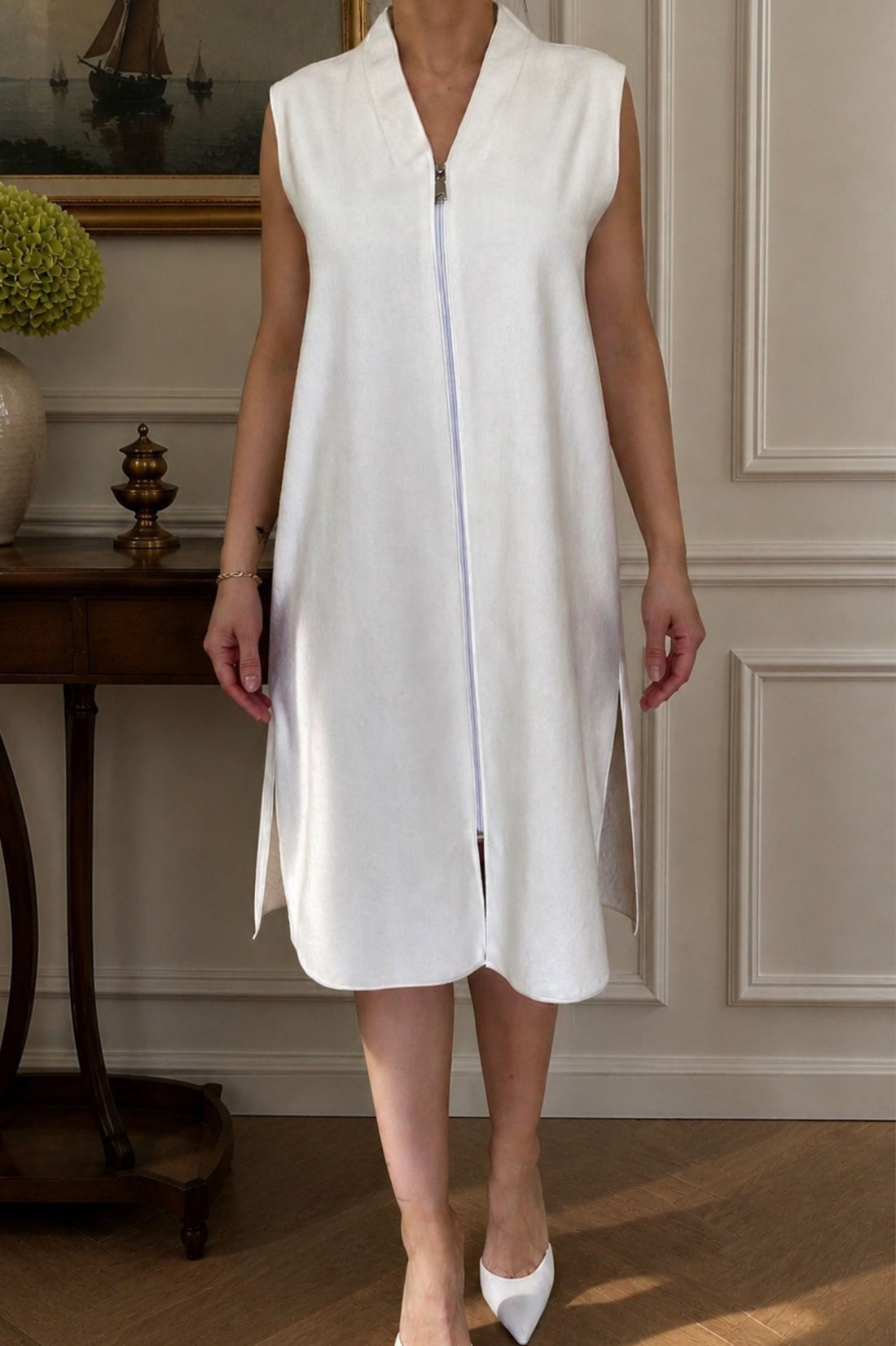 Luxury off white cotton towel bathrobe by Bocan Couture