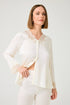 Novalia Long Rayon Pyjama Short Robe Set With Gold Lace On Off White Off White Silk — Bocan Couture luxury nightwear, look 6