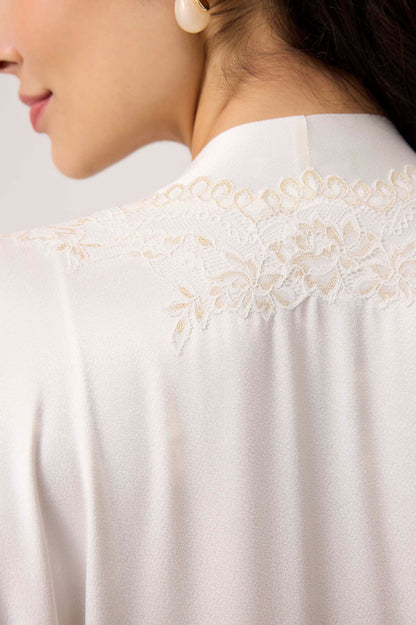 Sera Silky Rayon Robe Set Off White