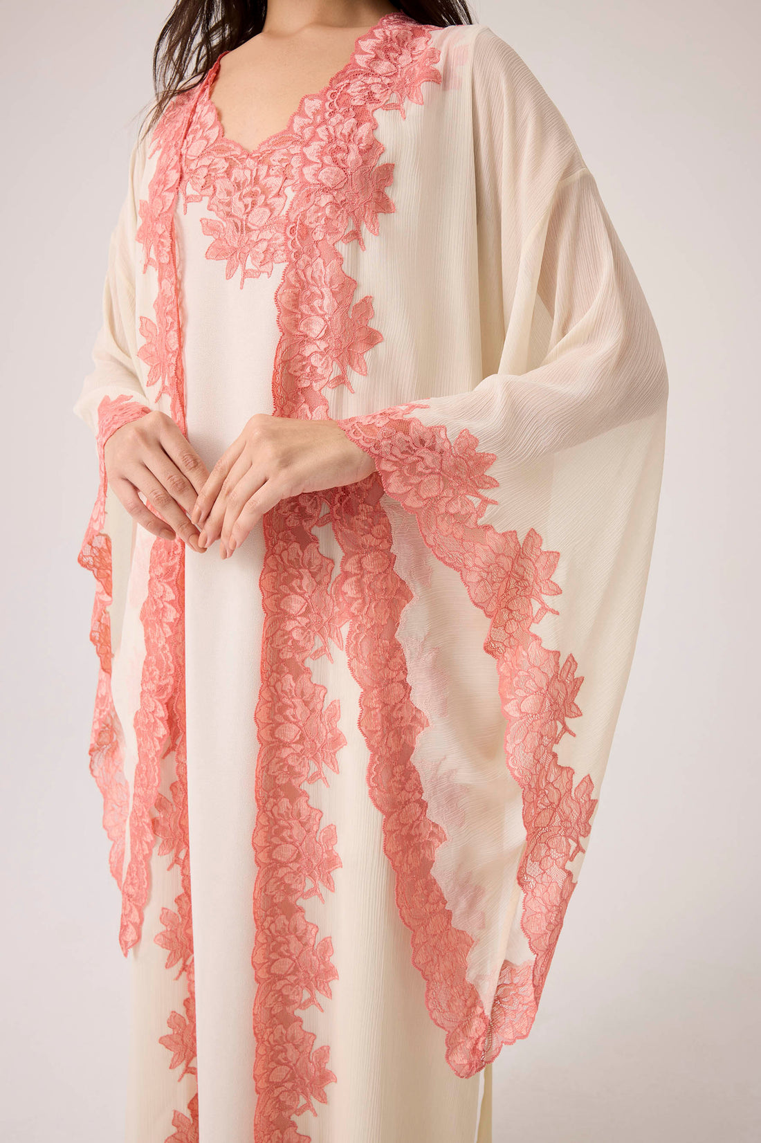 Coralia Silky Chiffon Robe Set Honey