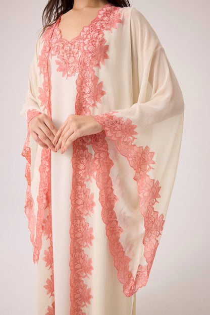 Coralia Silky Chiffon Robe Set Honey