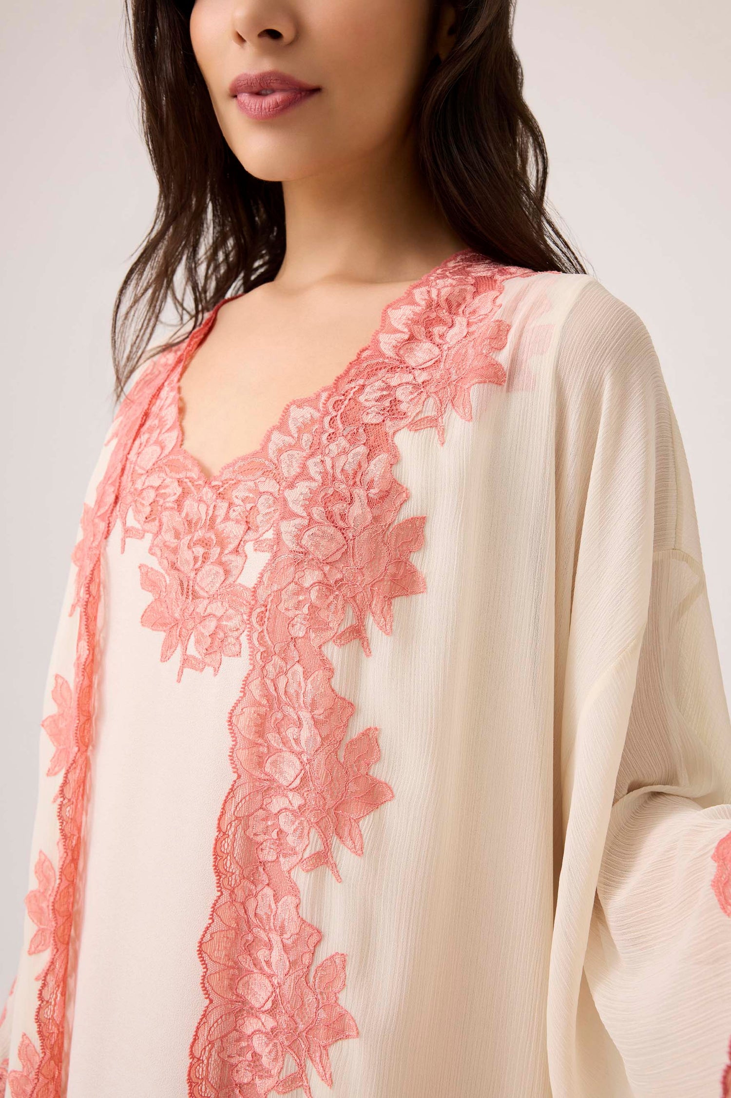 Coralia Silky Chiffon Robe Set Honey