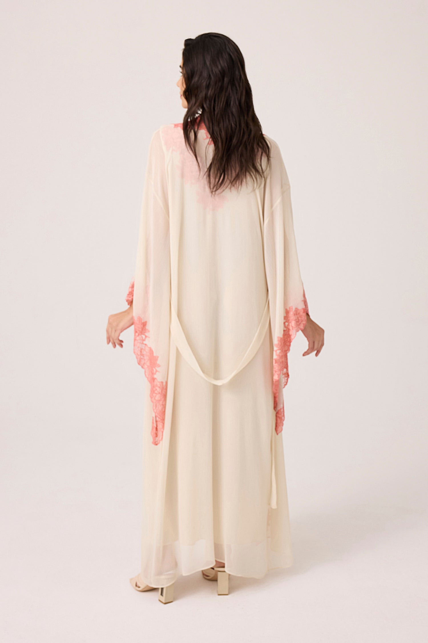 Coralia Silky Chiffon Robe Set Honey