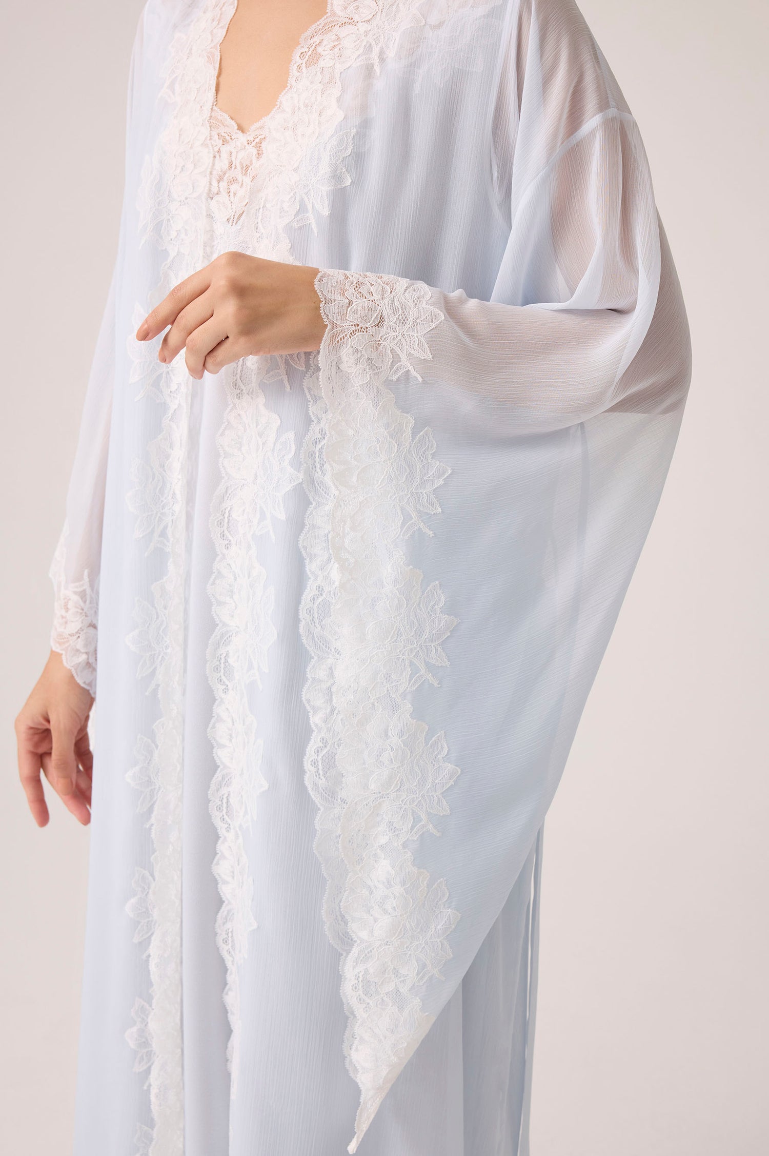 Irina Silky Chiffon Robe Set Baby Blue