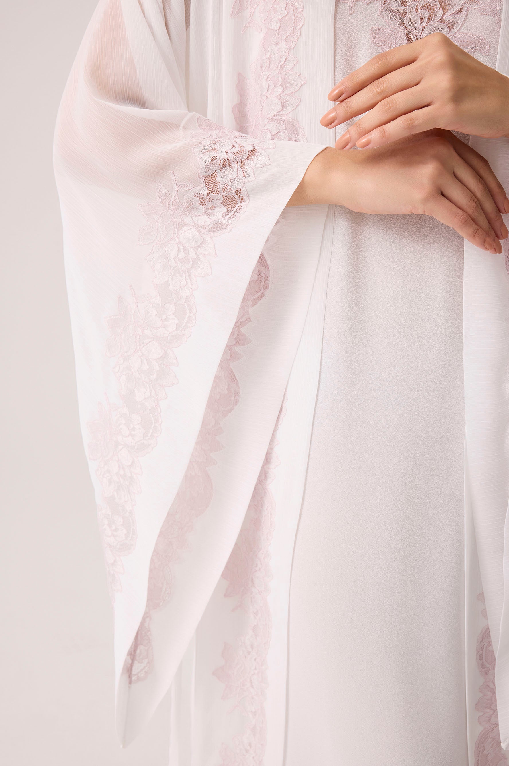 Sofia Silky Chiffon Robe Set Off White