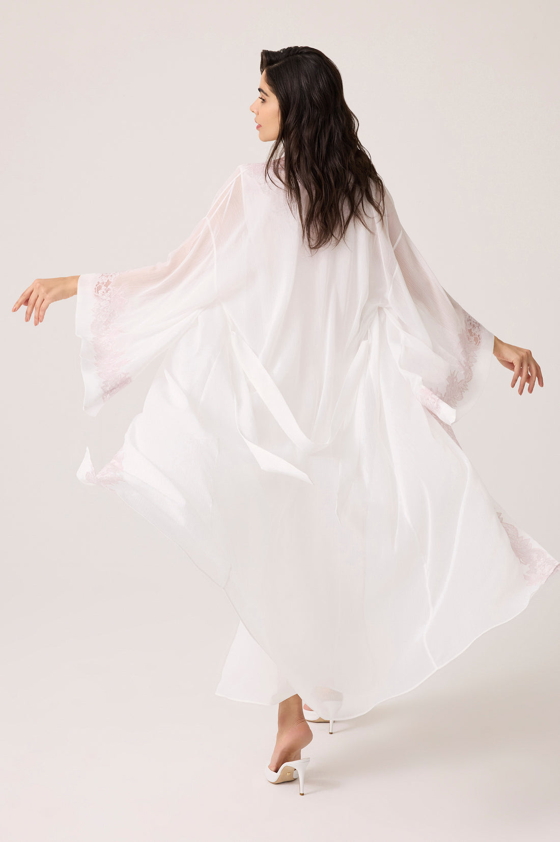 Sofia Silky Robe Set Off White Off White Silk — Bocan Couture luxury nightwear, look 2