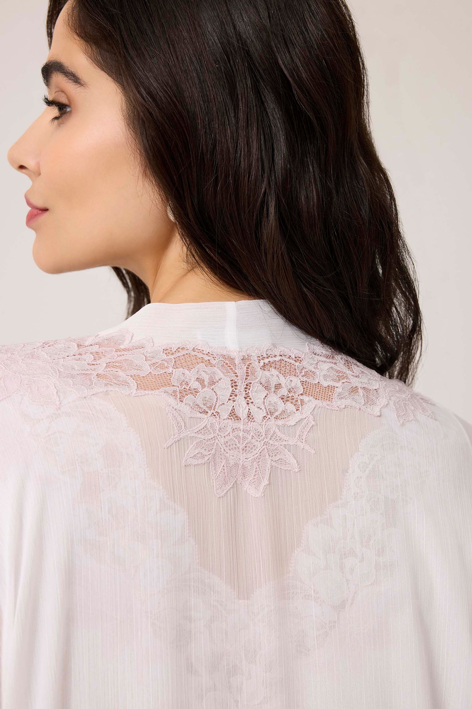 Sofia Silky Chiffon Robe Set Off White