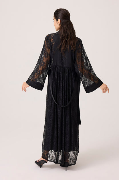 Mila Silky Chiffon Robe Set Black