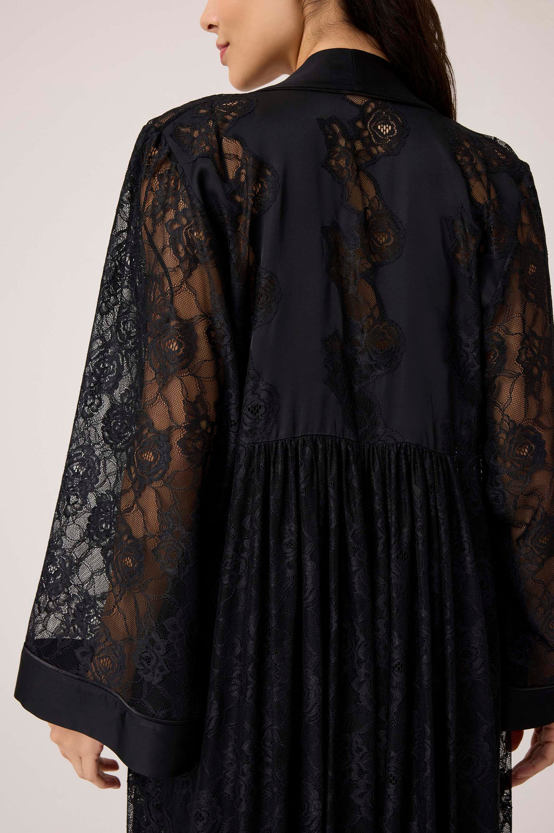 Mila Silky Chiffon Robe Set Black