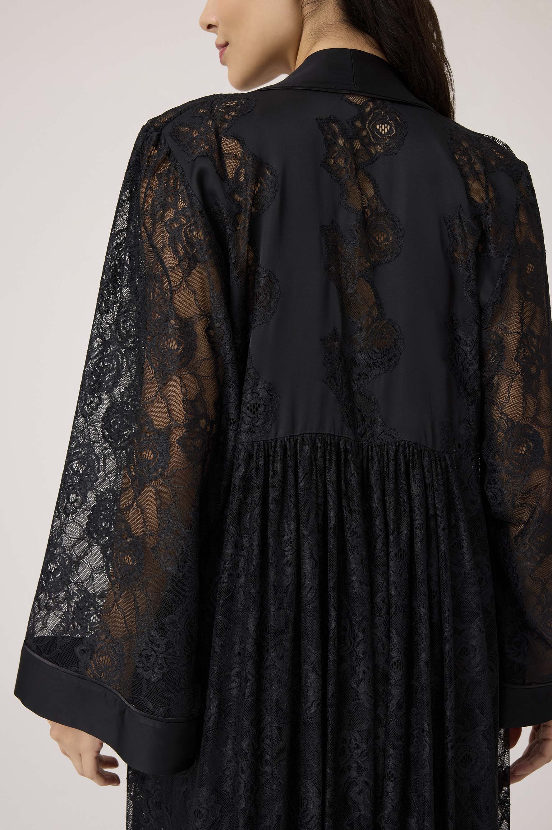 Mila Silky Chiffon Robe Set Black