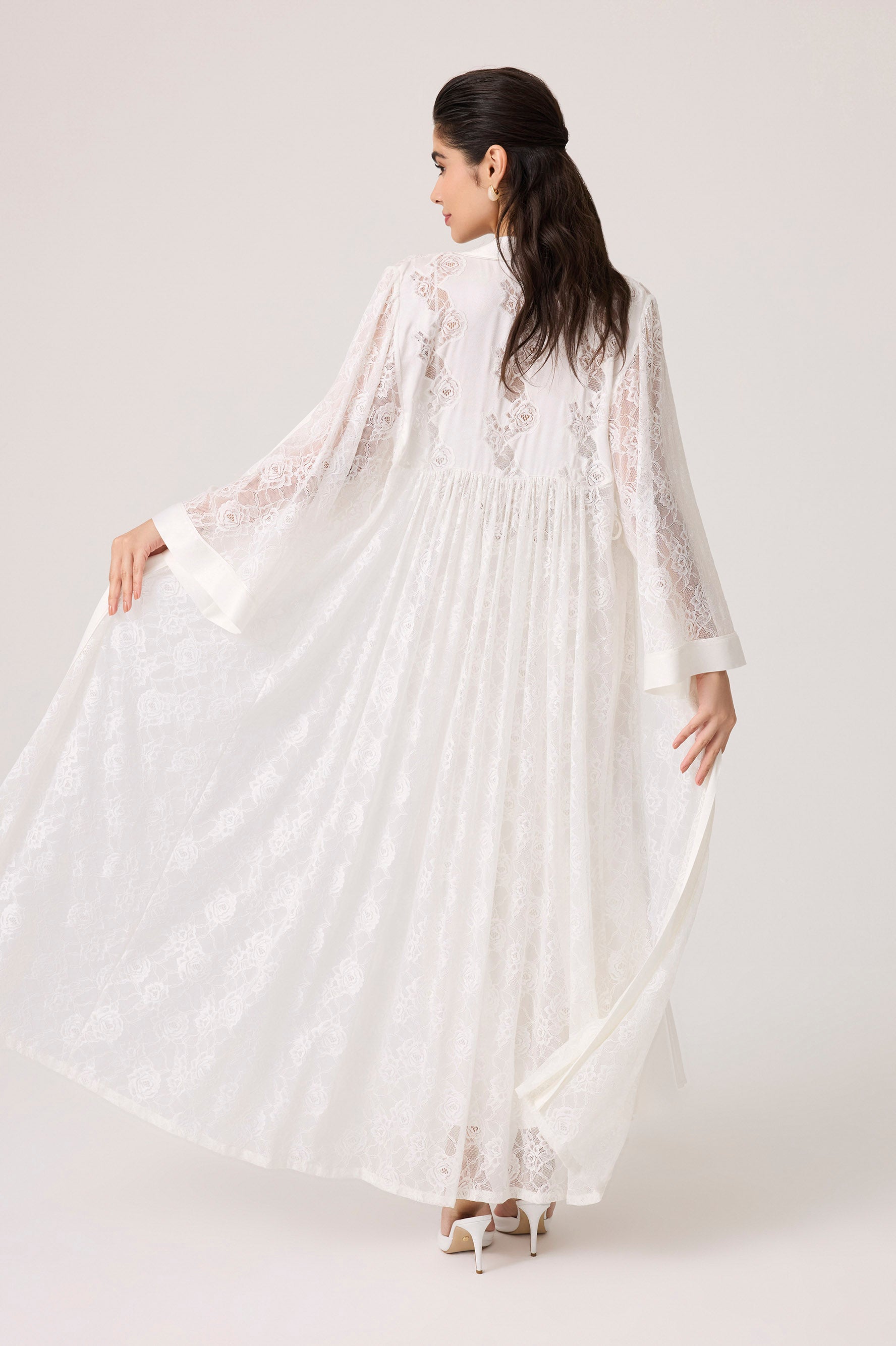Mila Silky Chiffon Robe Set Off White