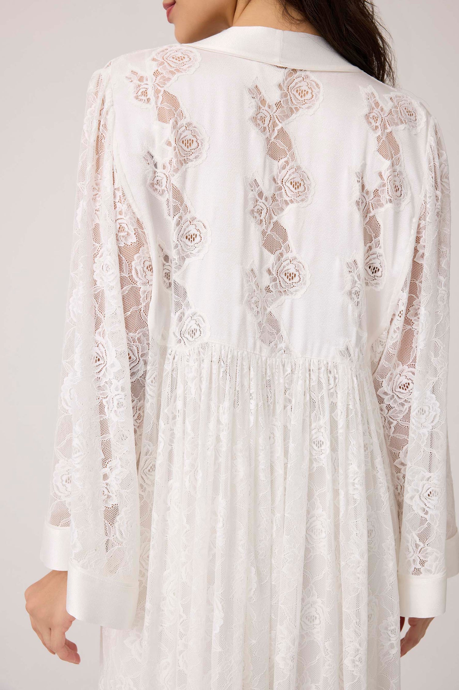 Mila Silky Chiffon Robe Set Off White