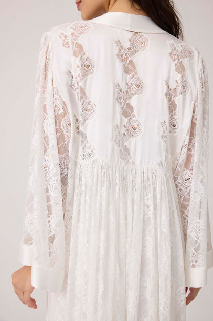 Mila Silky Chiffon Robe Set Off White