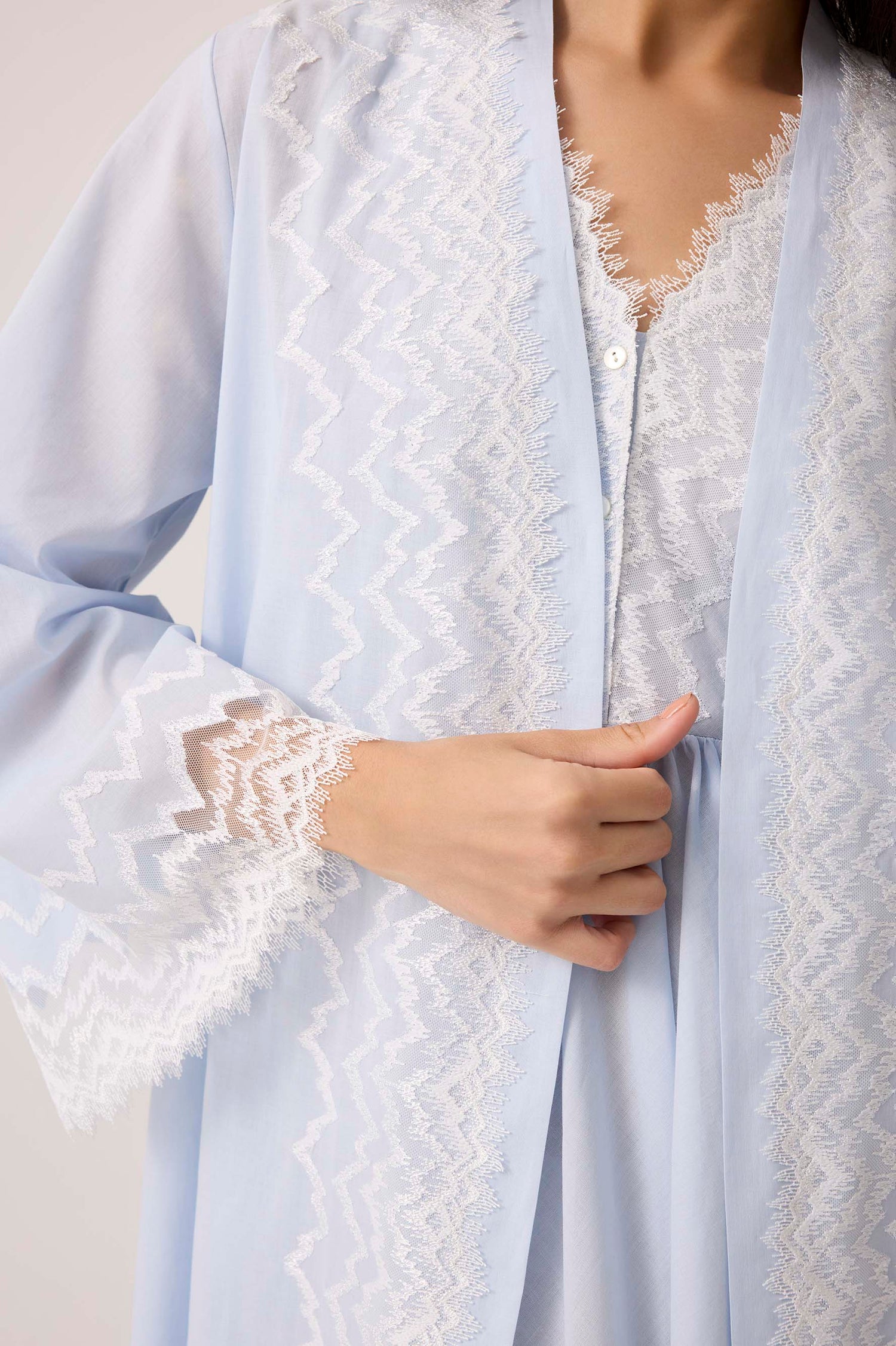 Yasmine Cotton Robe Set Baby Blue