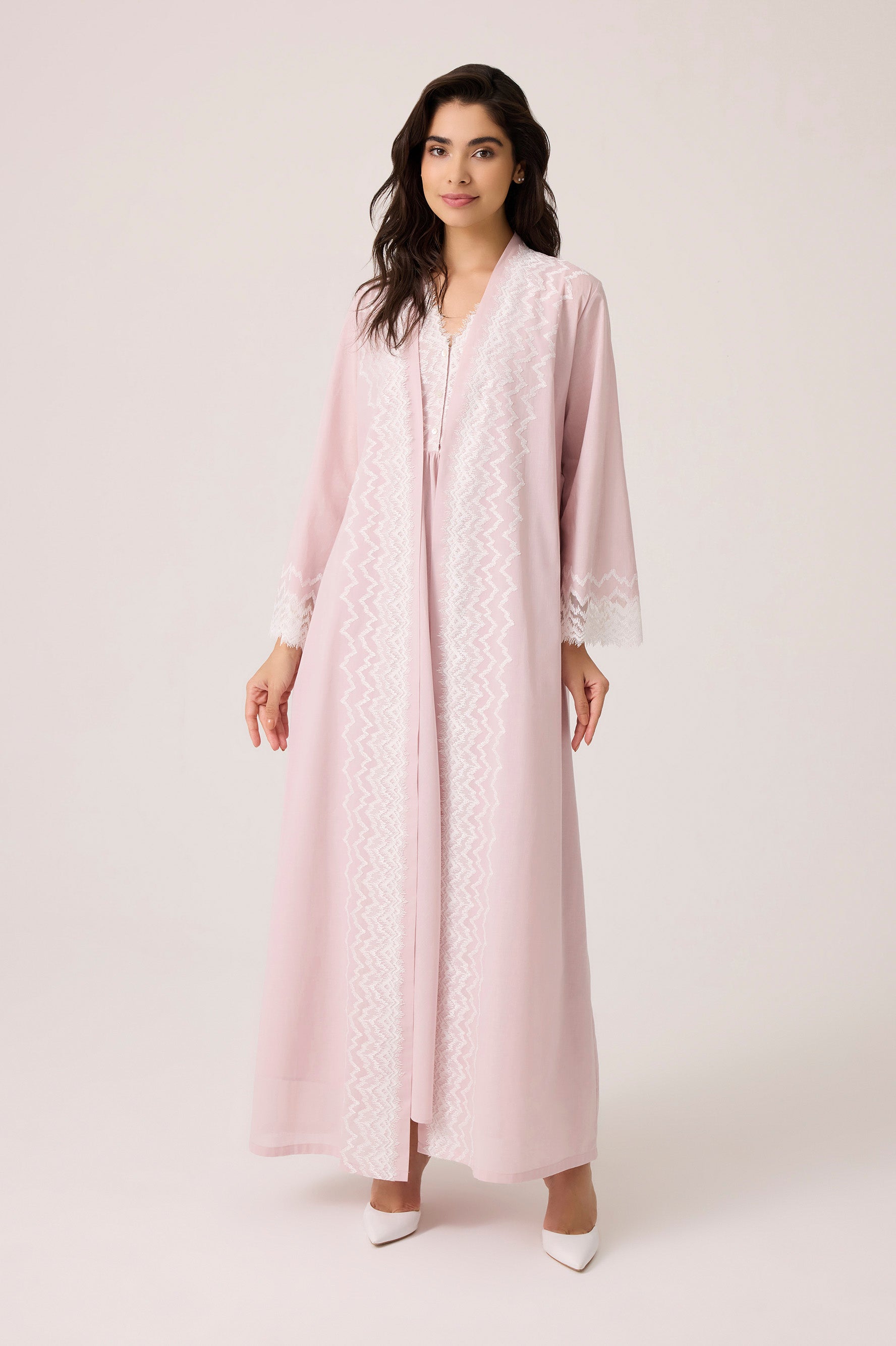 Yasmine Cotton Robe Set Powder