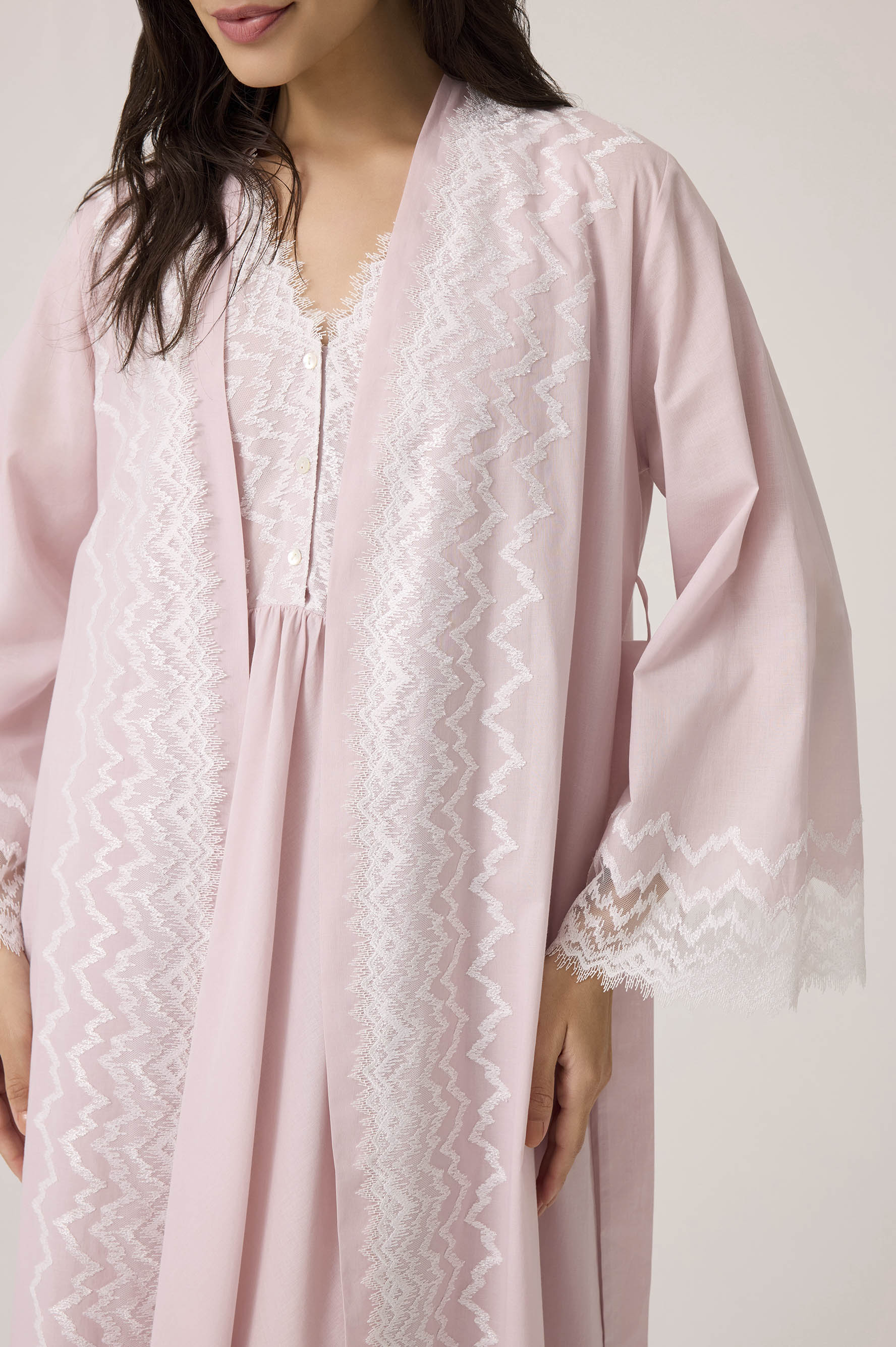 Yasmine Cotton Robe Set Powder
