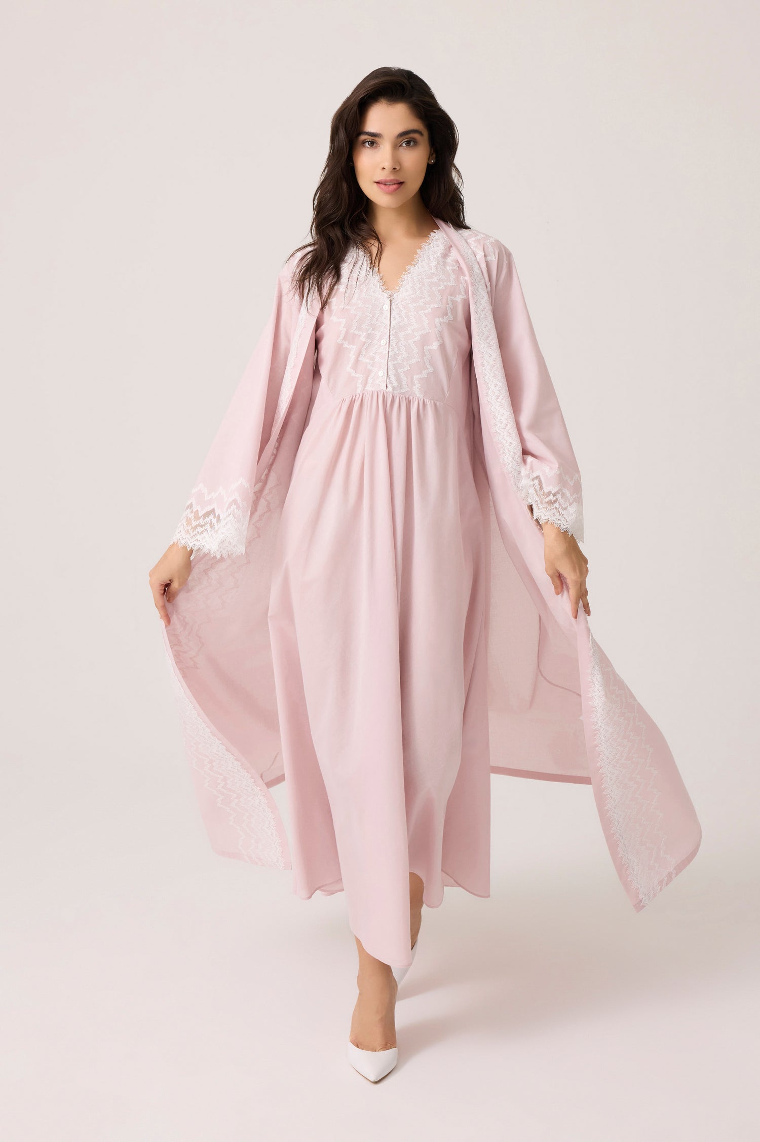 Yasmine Cotton Robe Set Powder
