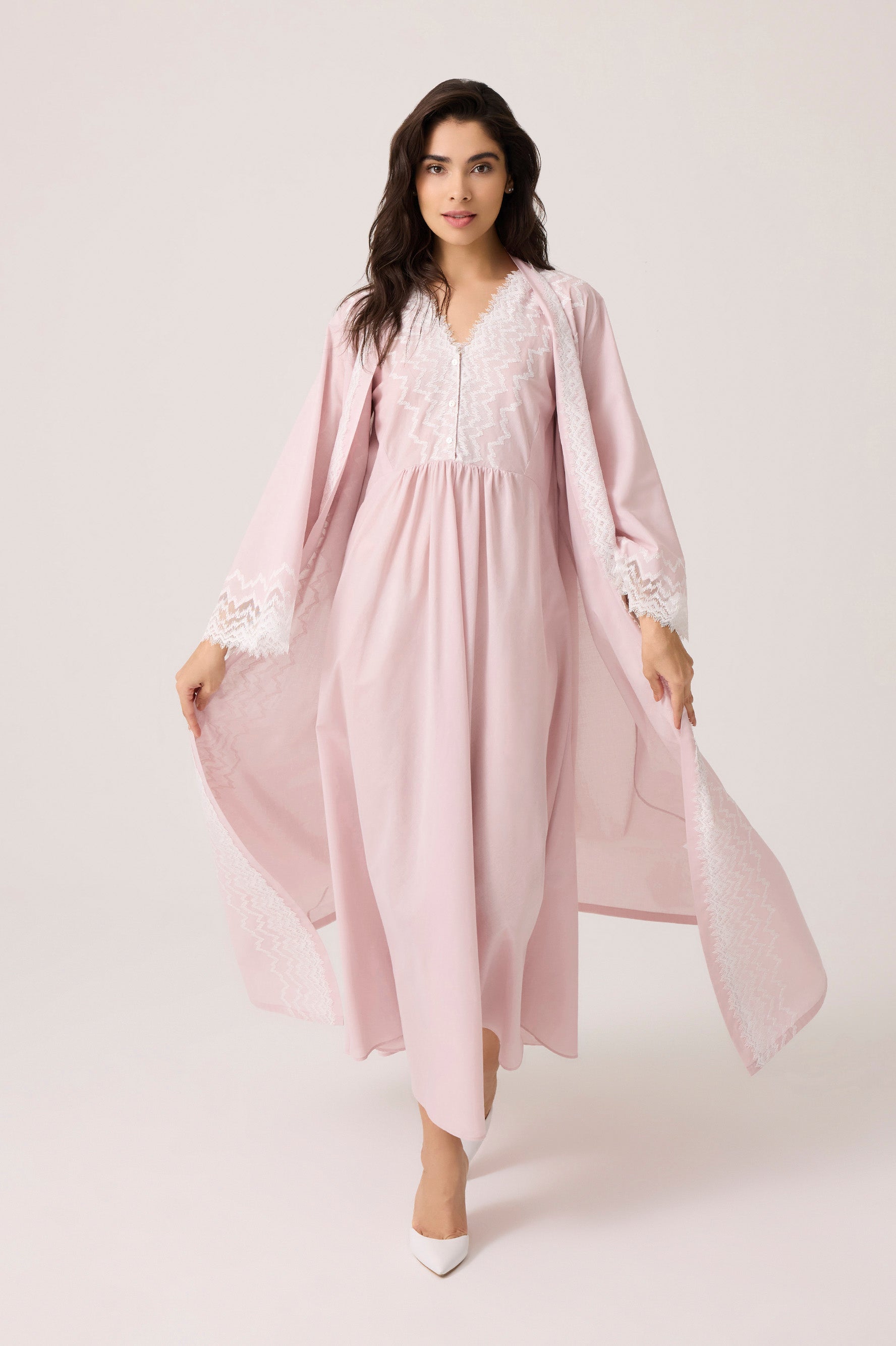 Yasmine Cotton Robe Set Powder