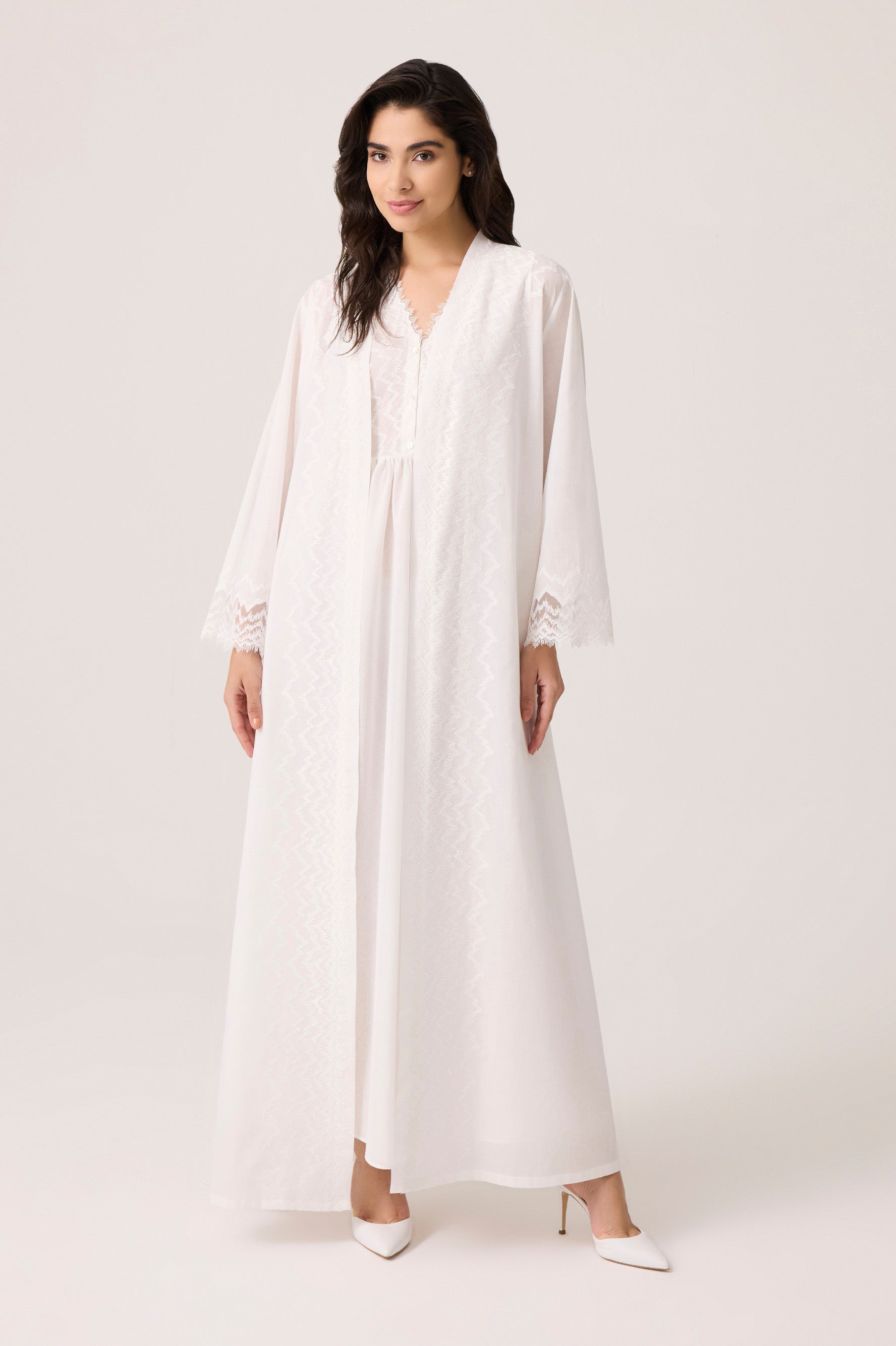 Yasmine Cotton Robe Set Off White