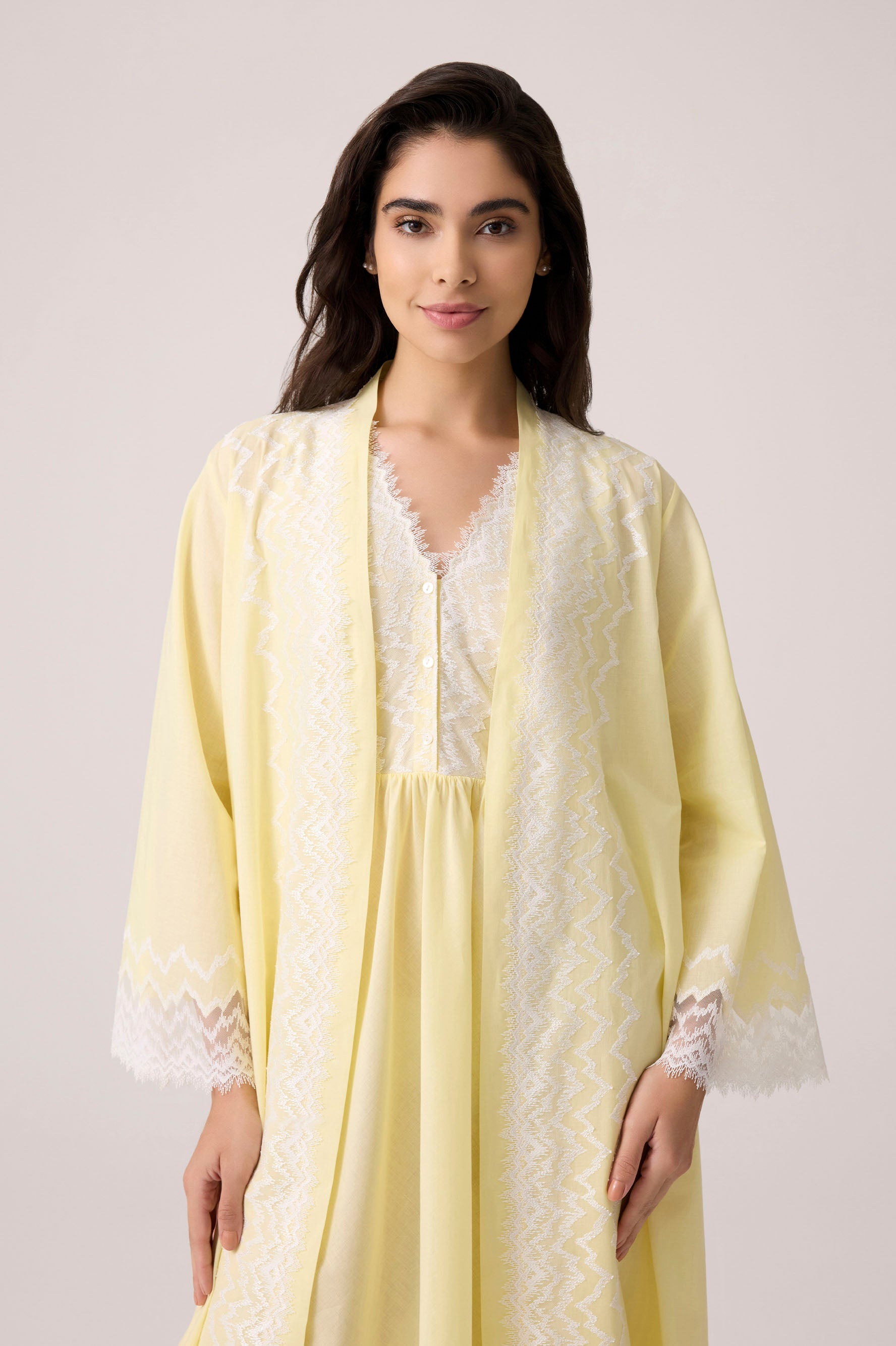 Yasmine Cotton Robe Set Yellow