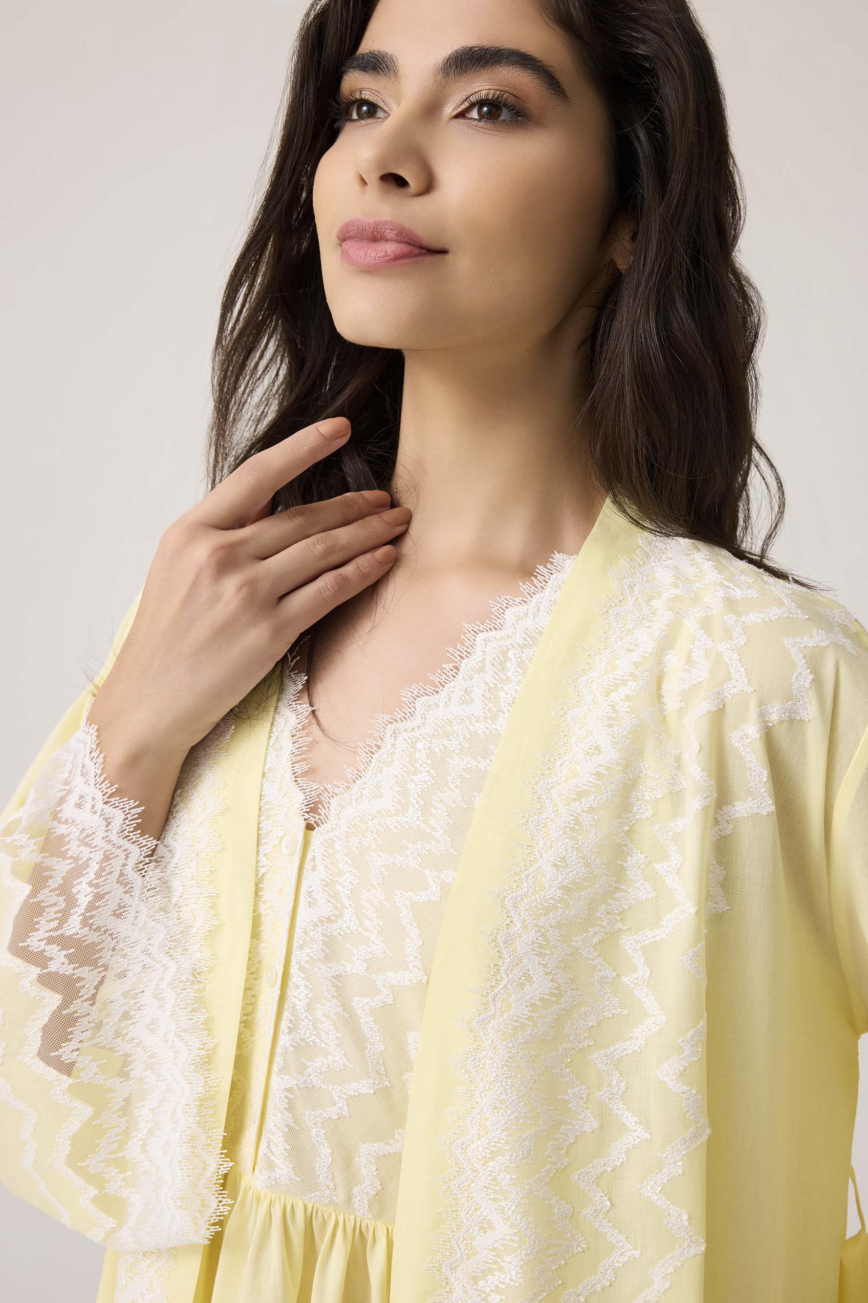 Yasmine Cotton Robe Set Yellow