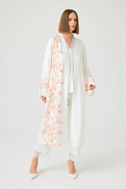 Sakura Long Rayon Printed Robe with Pyjama Set