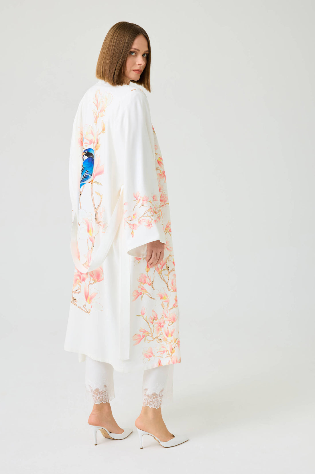 Sakura Long Rayon Printed Robe with Pyjama Set