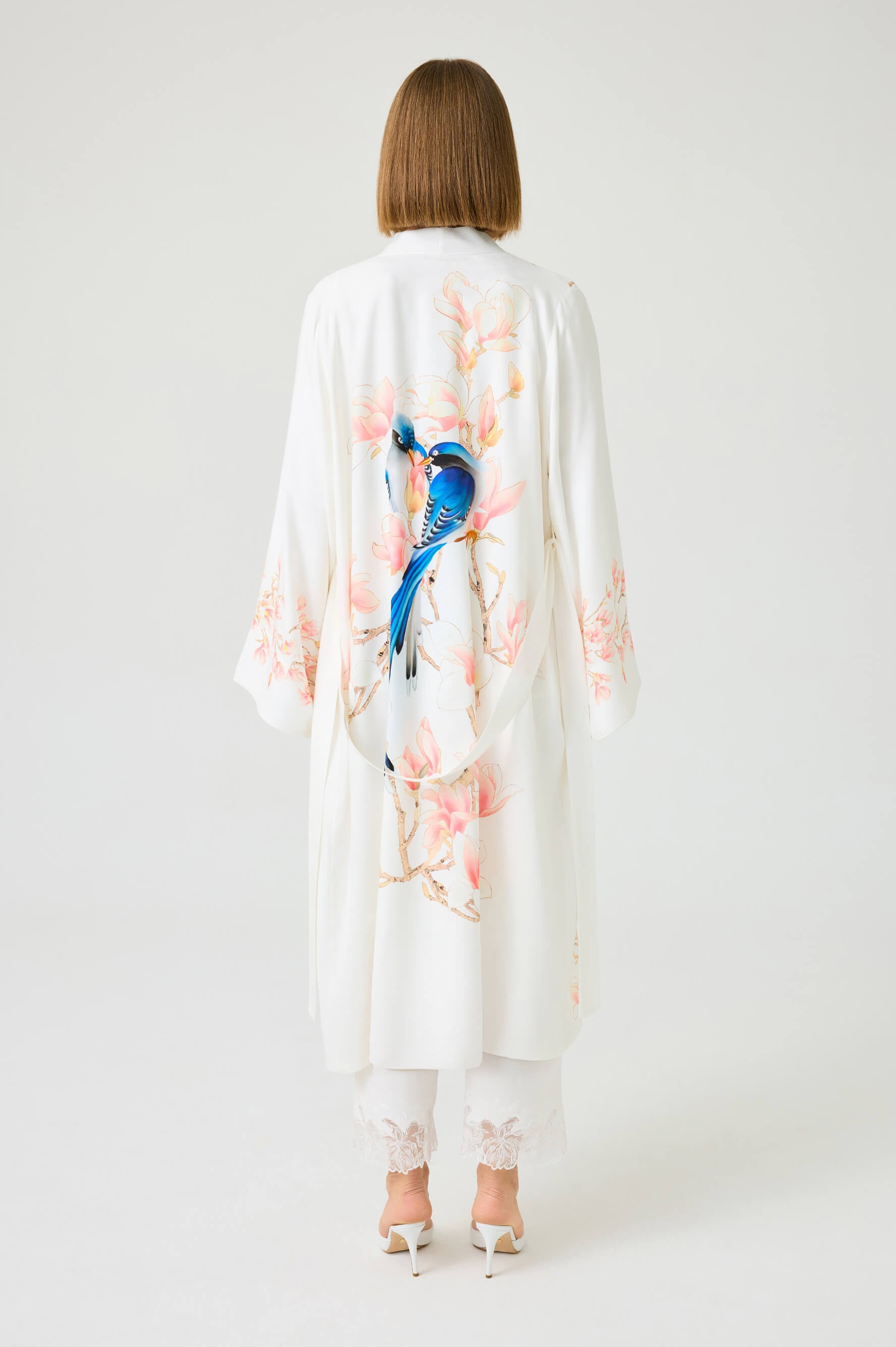Sakura Long Rayon Printed Robe with Pyjama Set