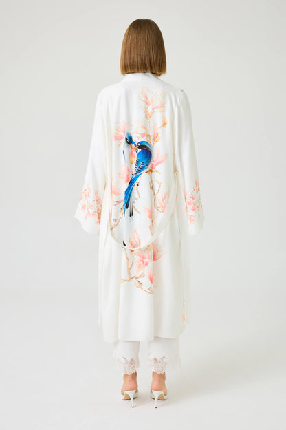 Sakura Long Rayon Printed Robe with Pyjama Set