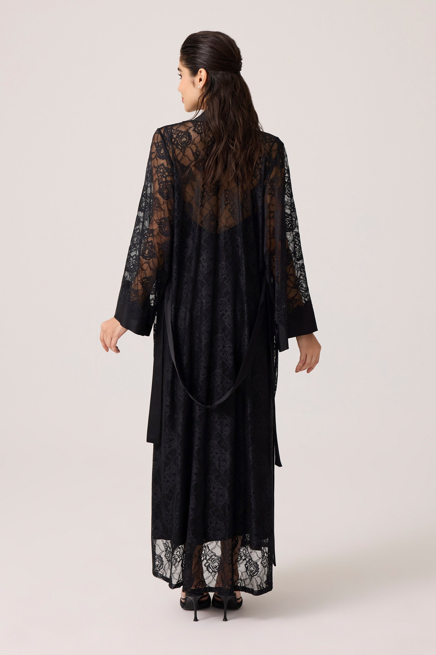 Lumi Silky Chiffon Robe Set Black